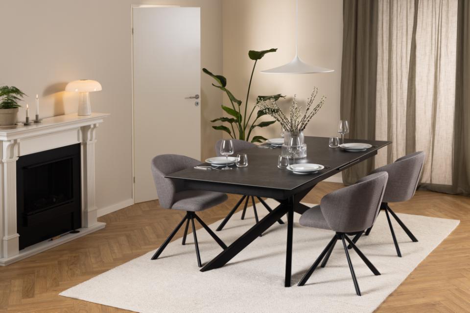 Stół do jadalni Shimess ceramiczny blat o wzorze czarnego betonu 200-240 cm