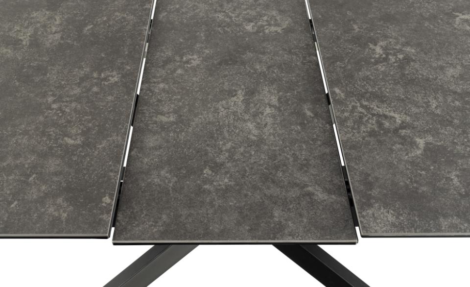 Stół do jadalni Shimess ceramiczny blat o wzorze czarnego betonu 168-210 cm