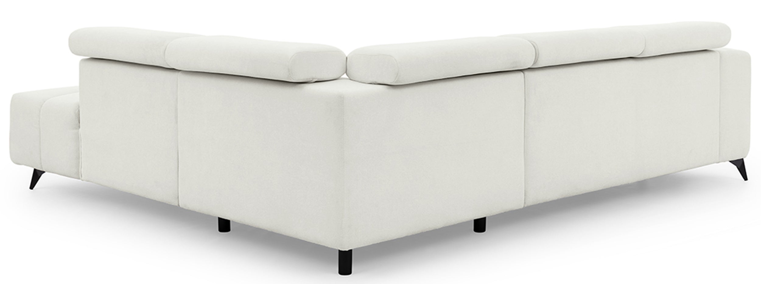 Narożnik z funkcją spania Ragussino L-kształtny z boczkiem i regulowanymi zagłówkami kremowy szenil prawostronny