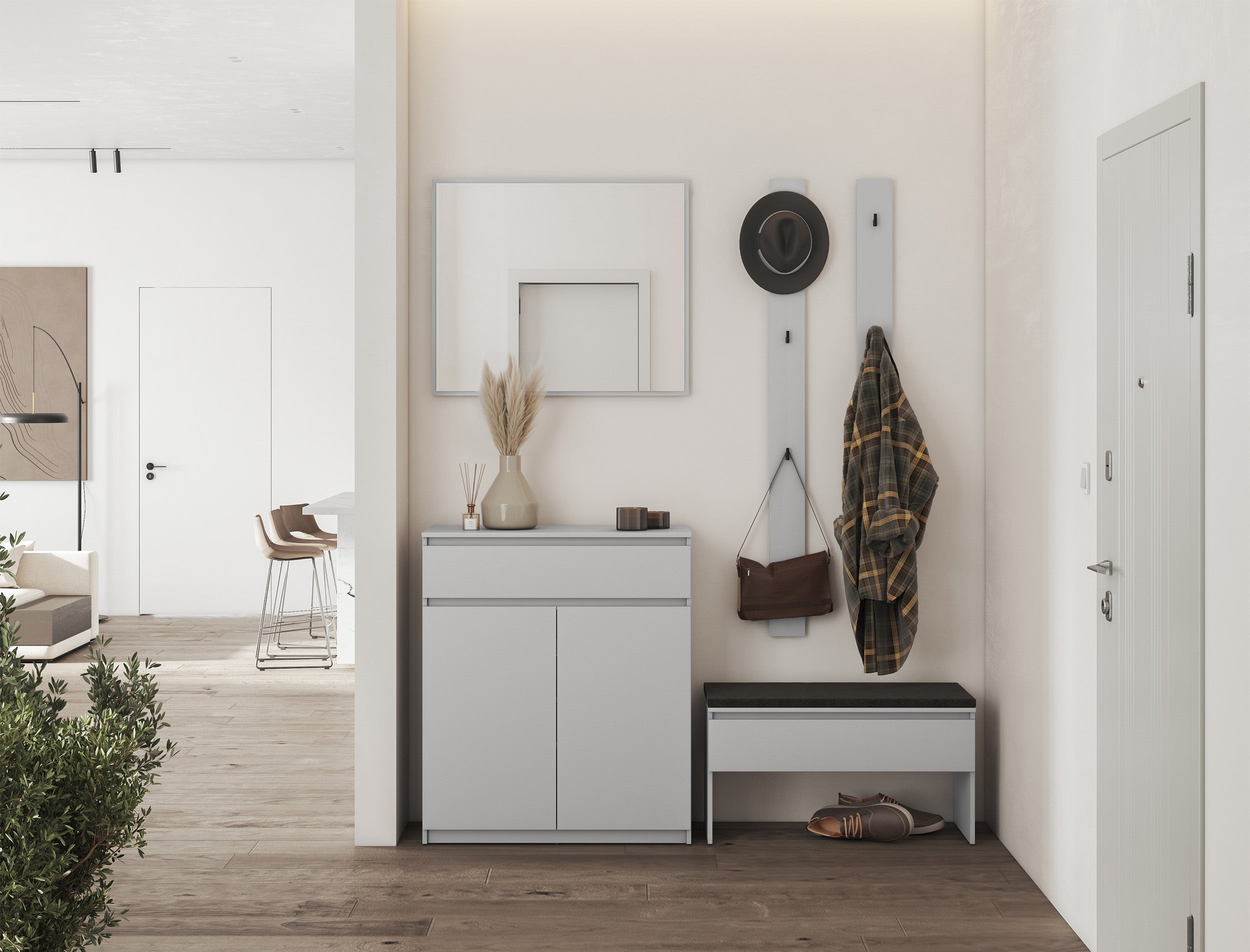 Komoda dwudrzwiowa Simply z szufladą 92 cm szara