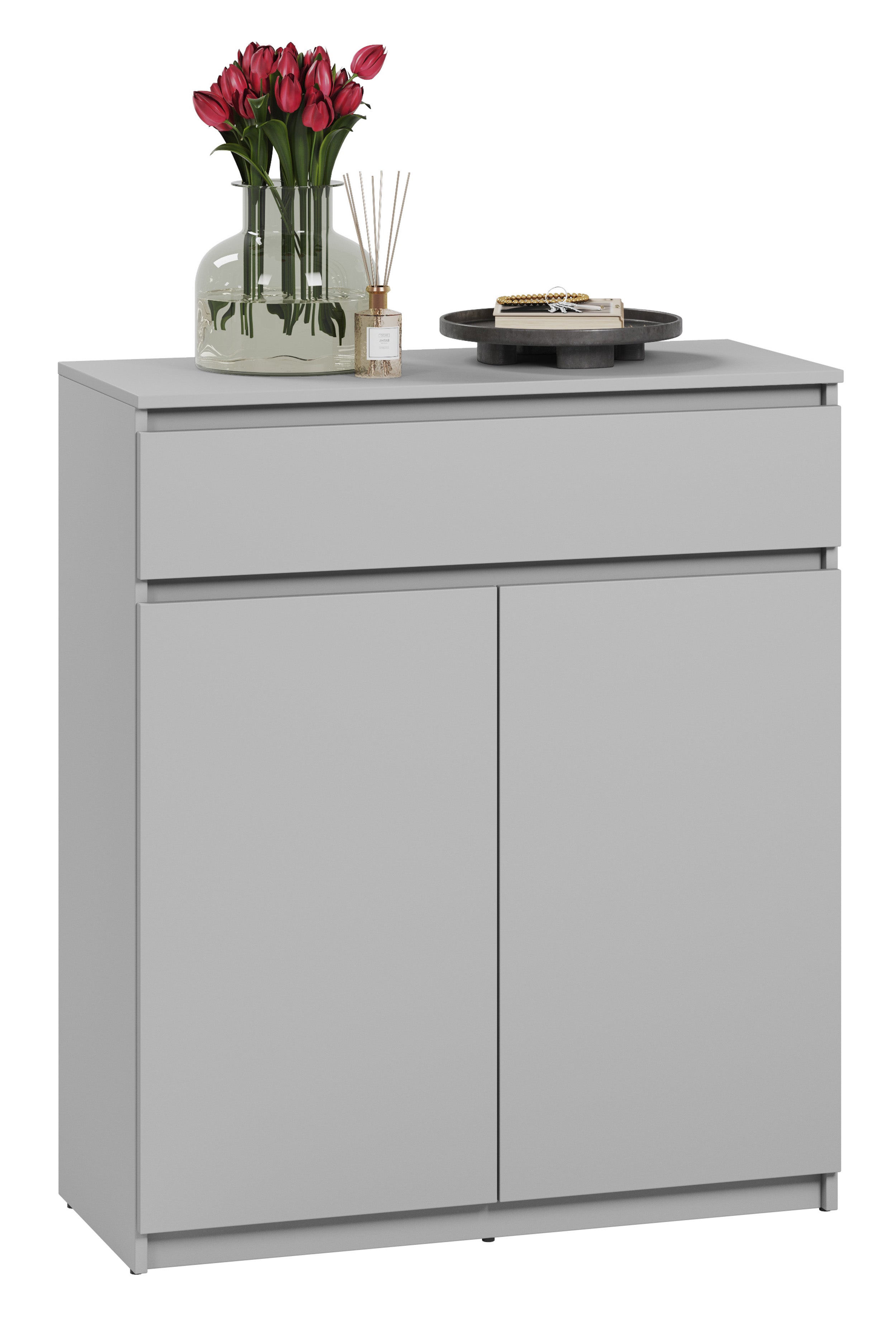 Komoda dwudrzwiowa Simply z szufladą 92 cm szara
