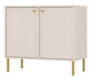 Komoda dwudrzwiowa Oktio 84 cm beż piaskowy na złotych nogach