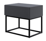 Szafka nocna Veldio z frezowanym frontem i szufladą 50 cm Czarna z czarnymi nogami