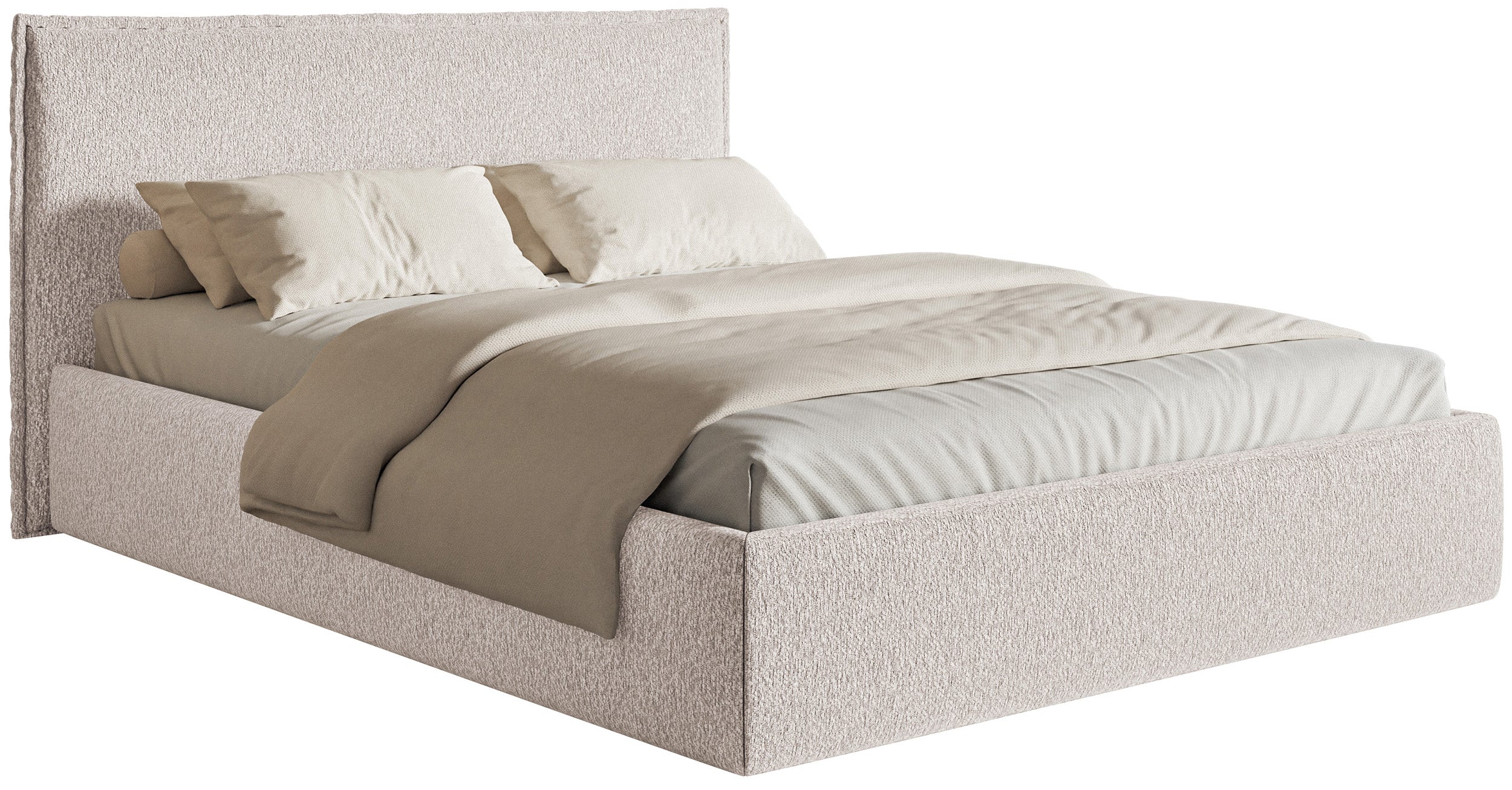 Łóżko tapicerowane 160x200 cm Softie Slim beżowe szenil