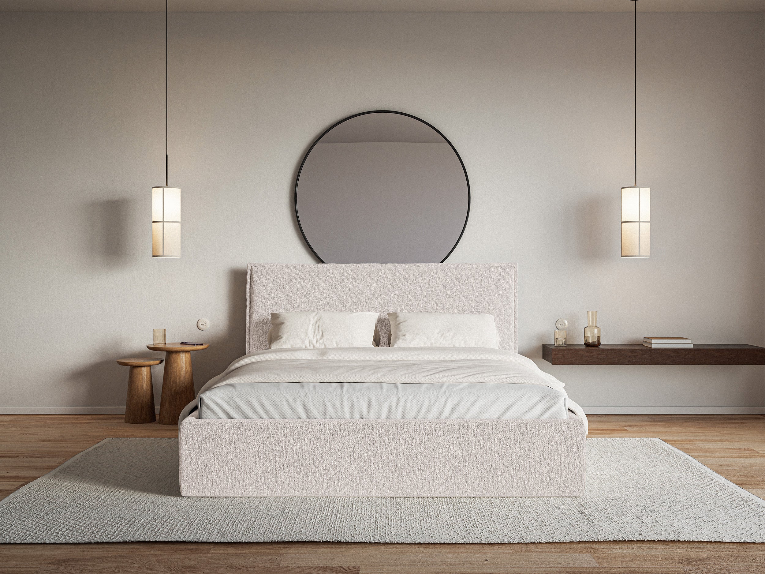 Łóżko tapicerowane 180x200 cm Softie Slim beżowe szenil