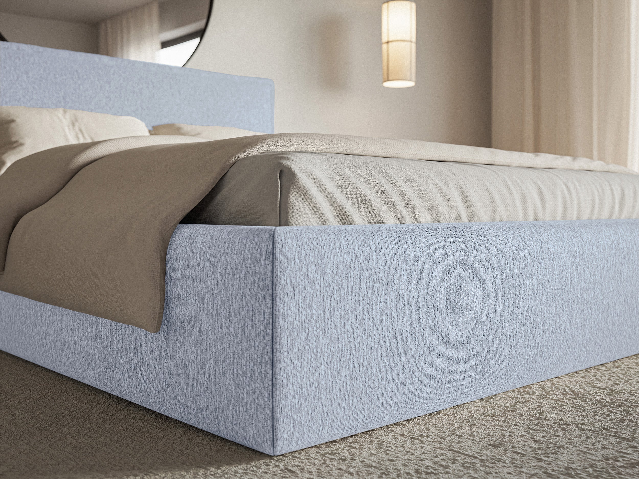 Łóżko tapicerowane 160x200 cm Softie Slim błękitne szenil