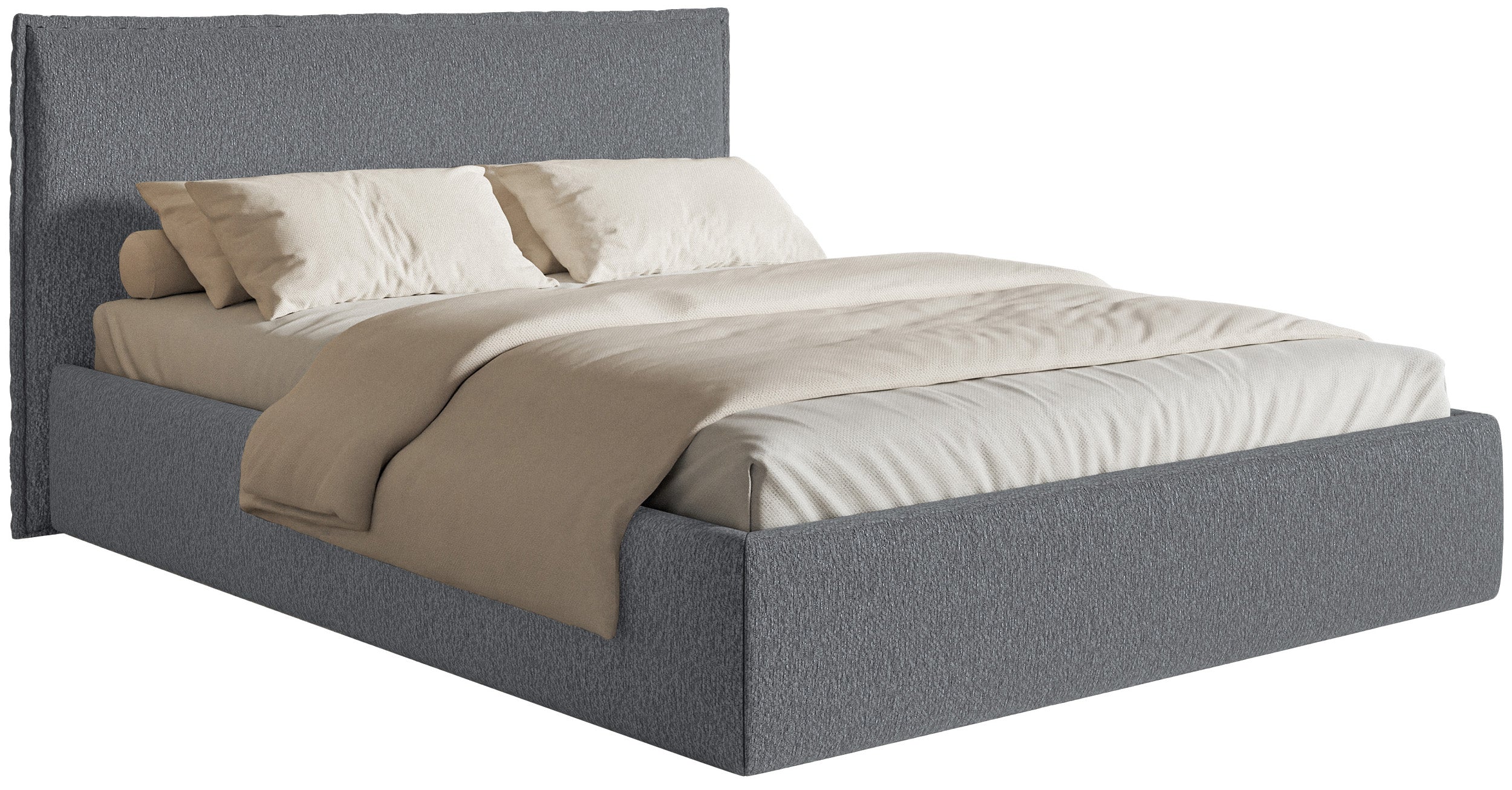Łóżko tapicerowane 200x200 cm Softie Slim z pojemnikiem grafitowe szenil stelaż metalowy