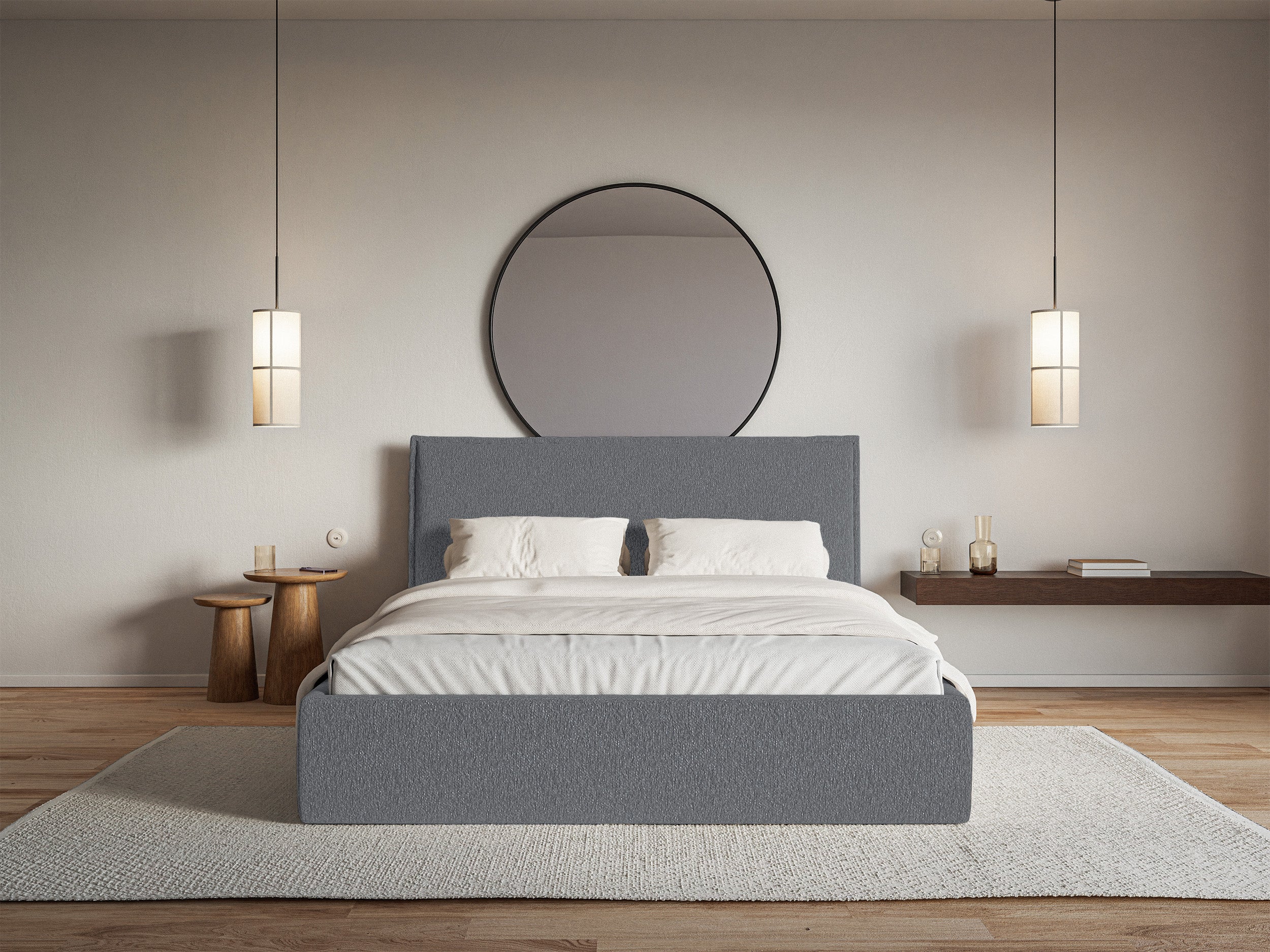 Łóżko tapicerowane 180x200 cm Softie Slim z pojemnikiem grafitowe szenil stelaż metalowy