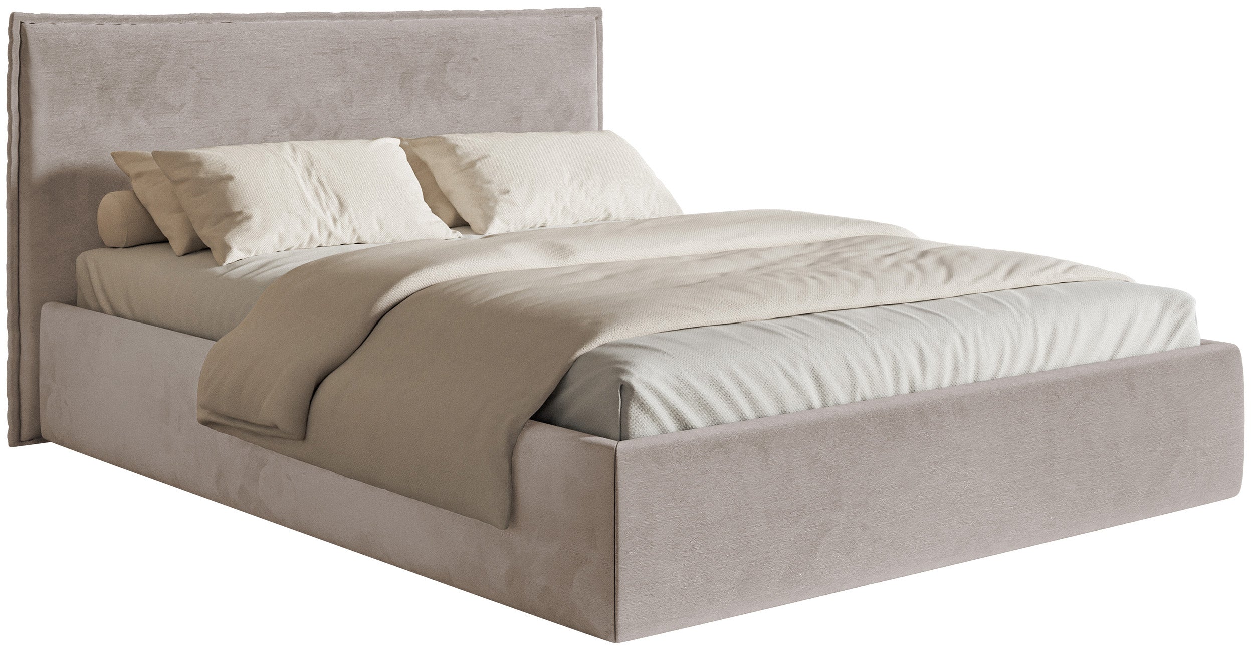 Łóżko tapicerowane 200x200 cm Softie Slim szarobrązowe welur hydrofobowy