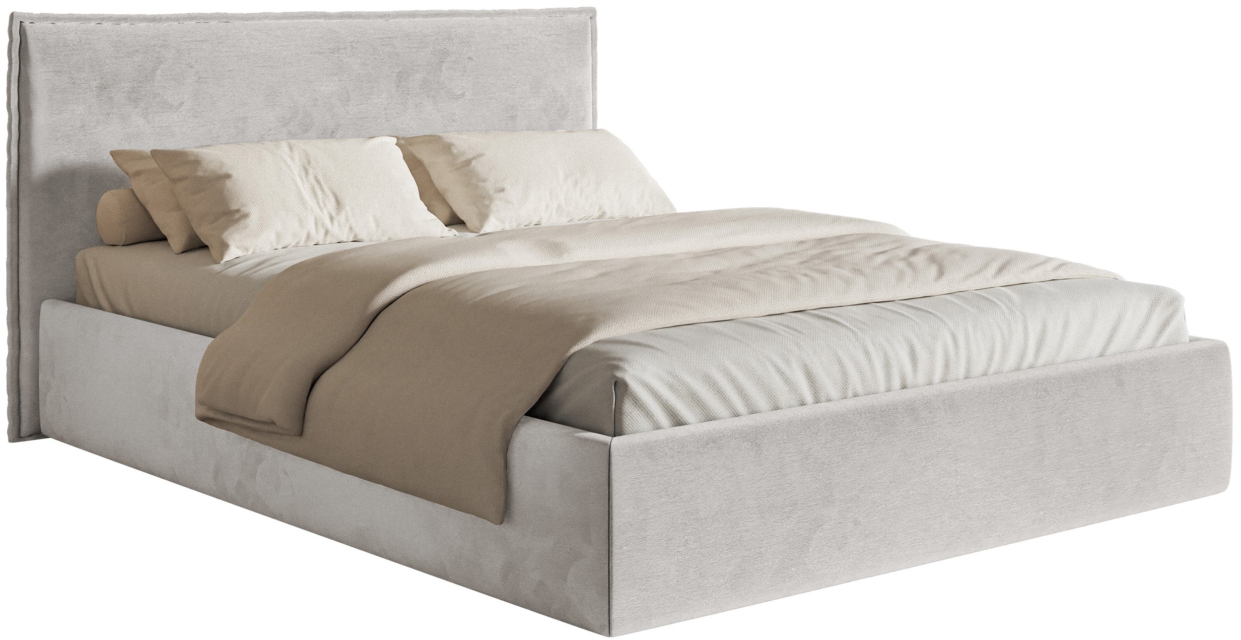 Łóżko tapicerowane 160x200 cm Softie Slim jasnoszare welur hydrofobowy