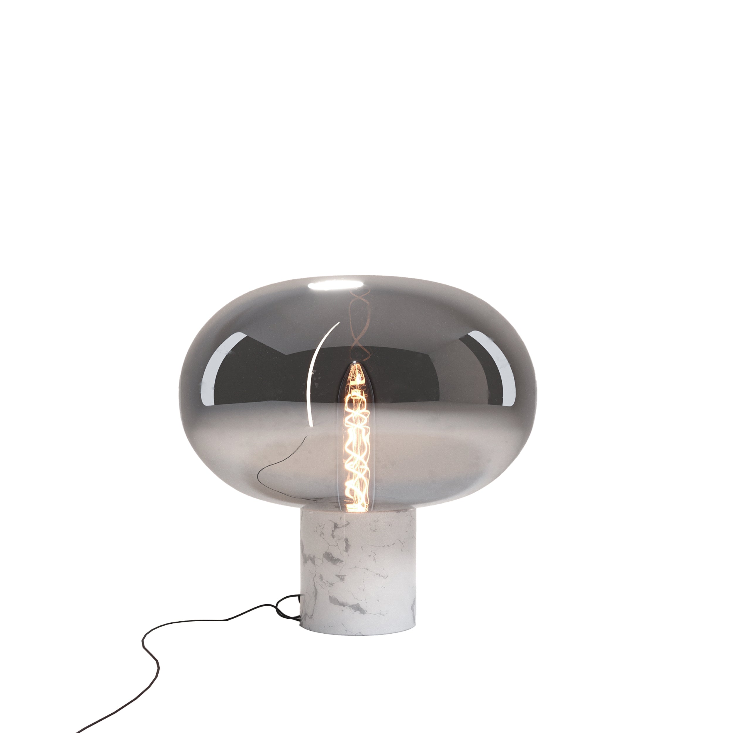Lampa stołowa Moonstone dymione szkło biały marmur