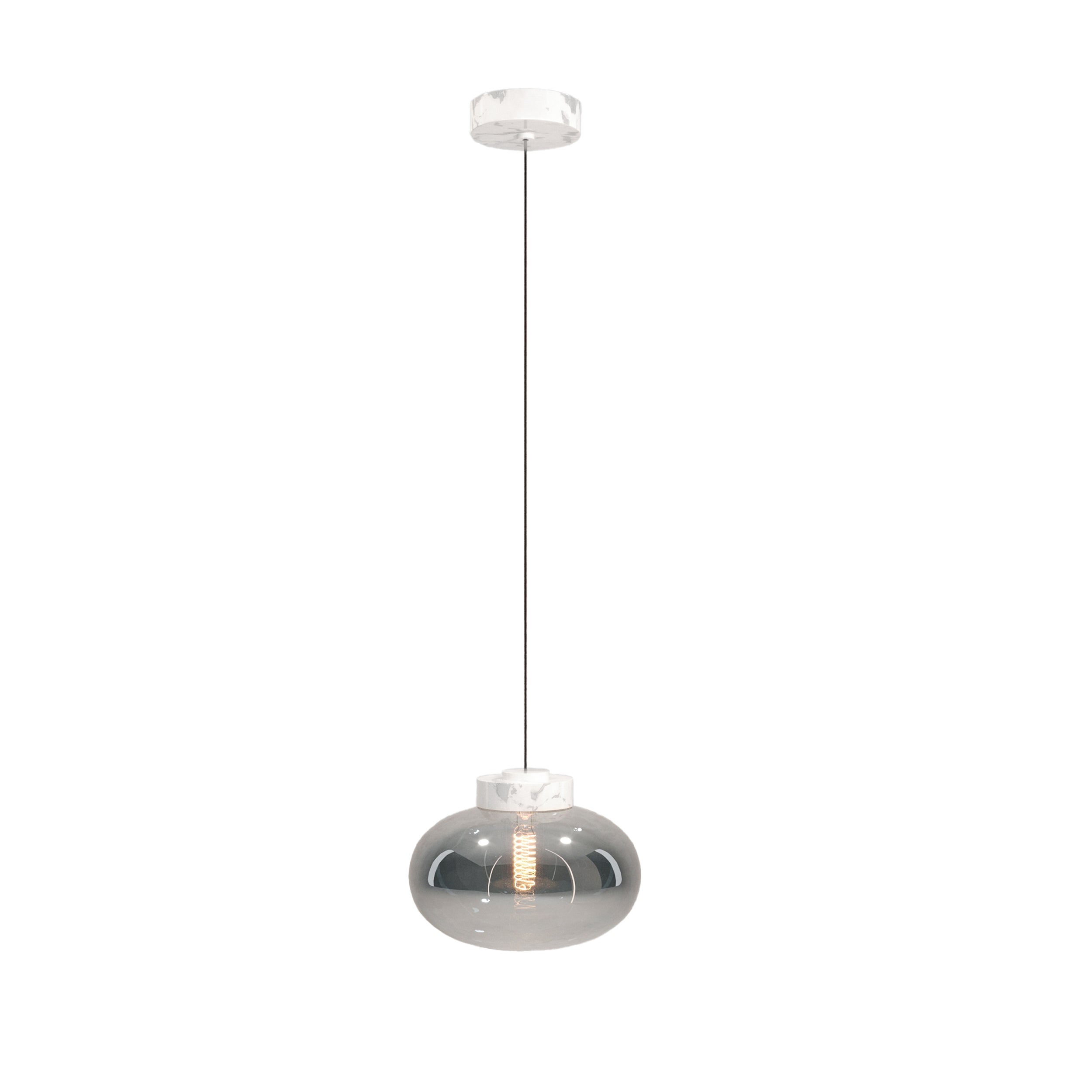 Lampa wisząca Moonstone dymione szkło biały marmur