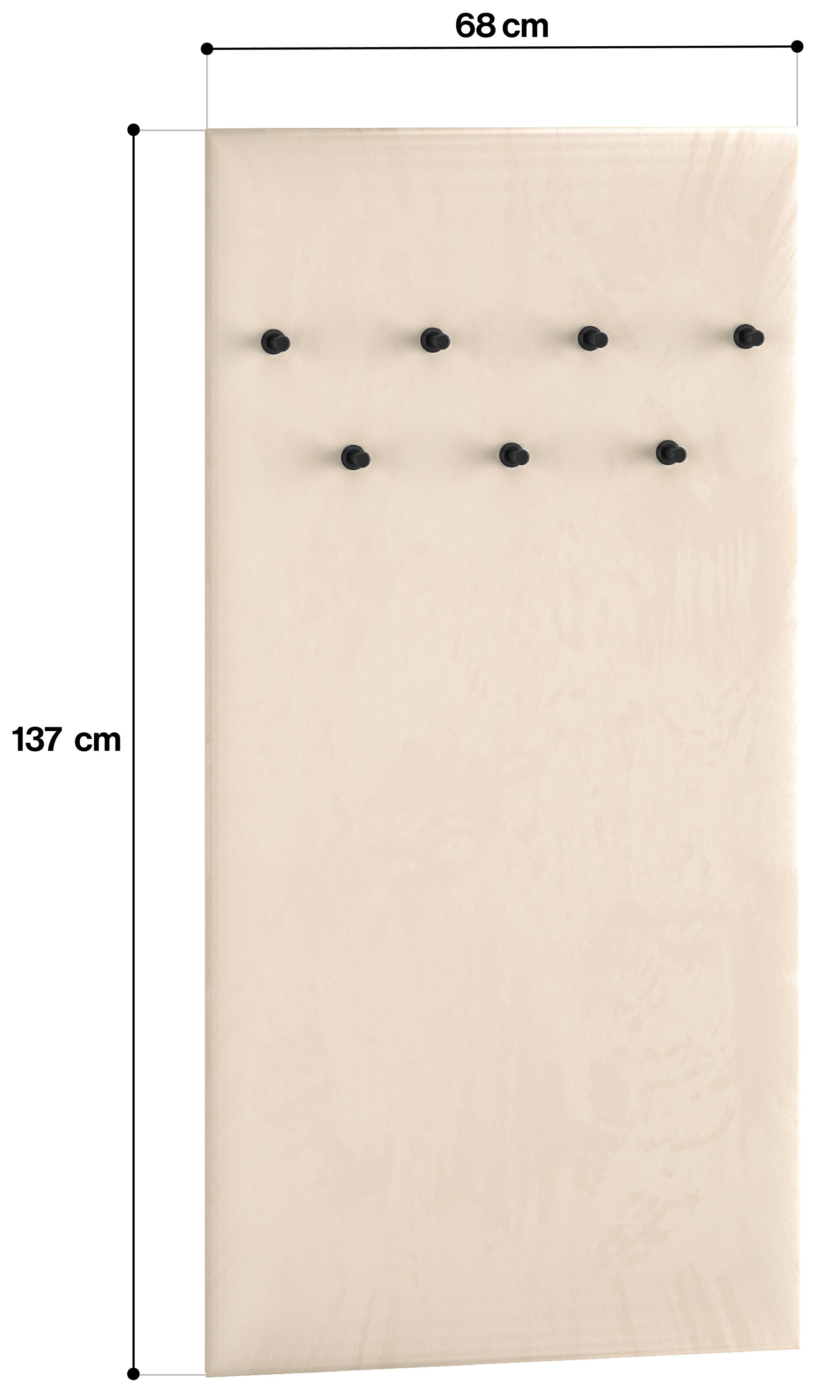 Wieszak ścienny tapicerowany Caletto 68 cm beżowy