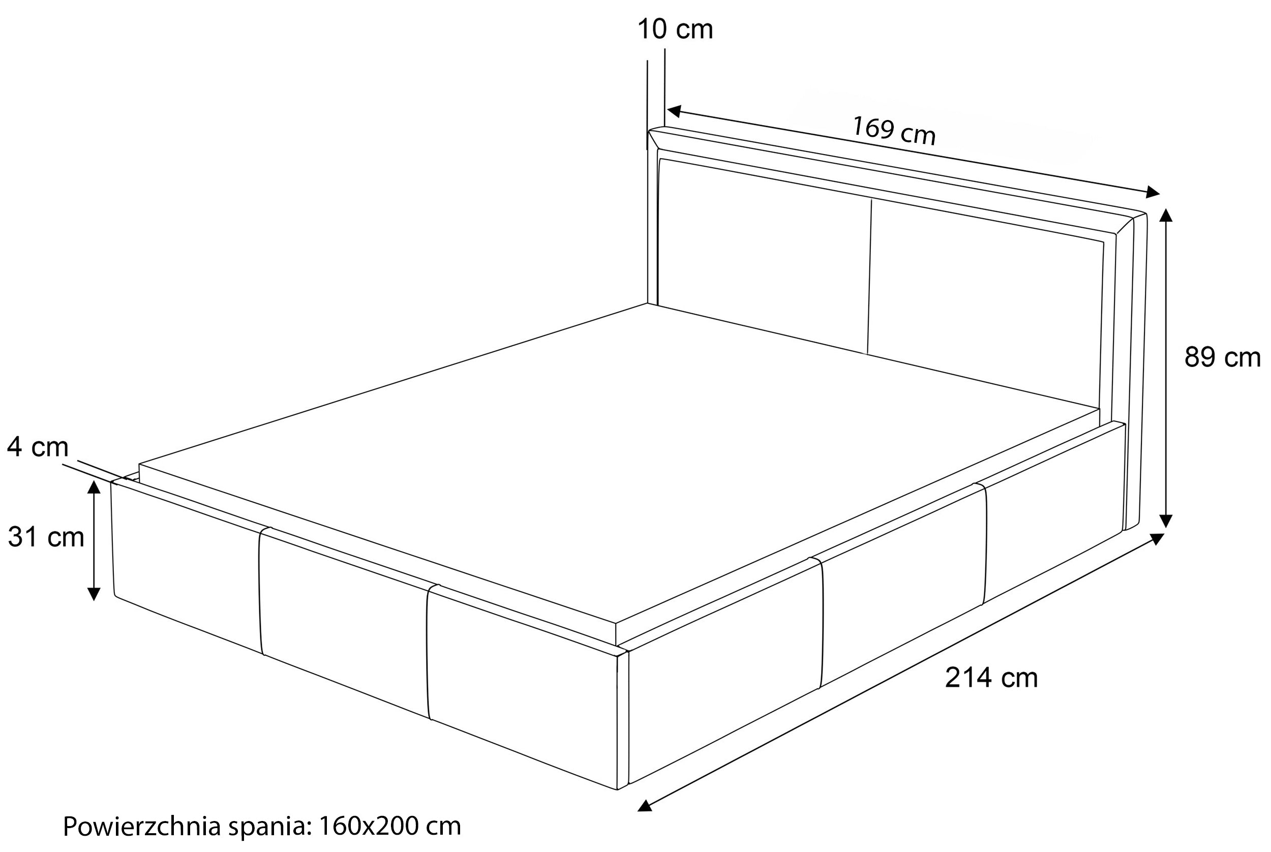 Łóżko tapicerowane 160x200 cm Soave II z pojemnikiem i metalowym stelażem stalowy welur