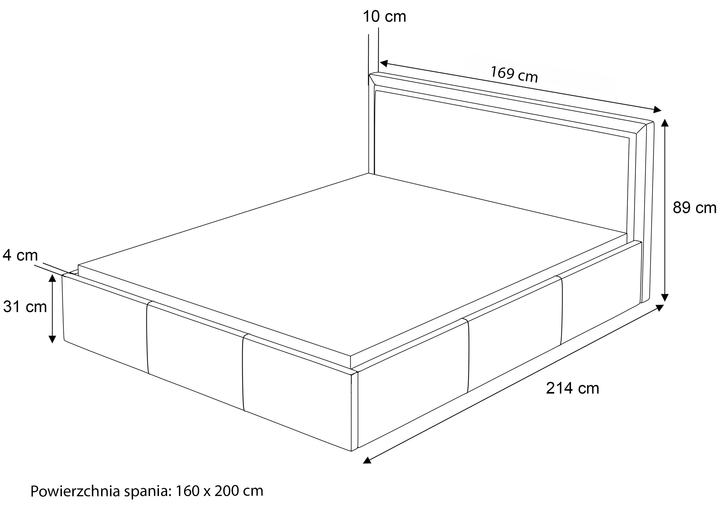 Łóżko tapicerowane 160x200 cm Soave z pojemnikiem i metalowym stelażem jasnoszary welur
