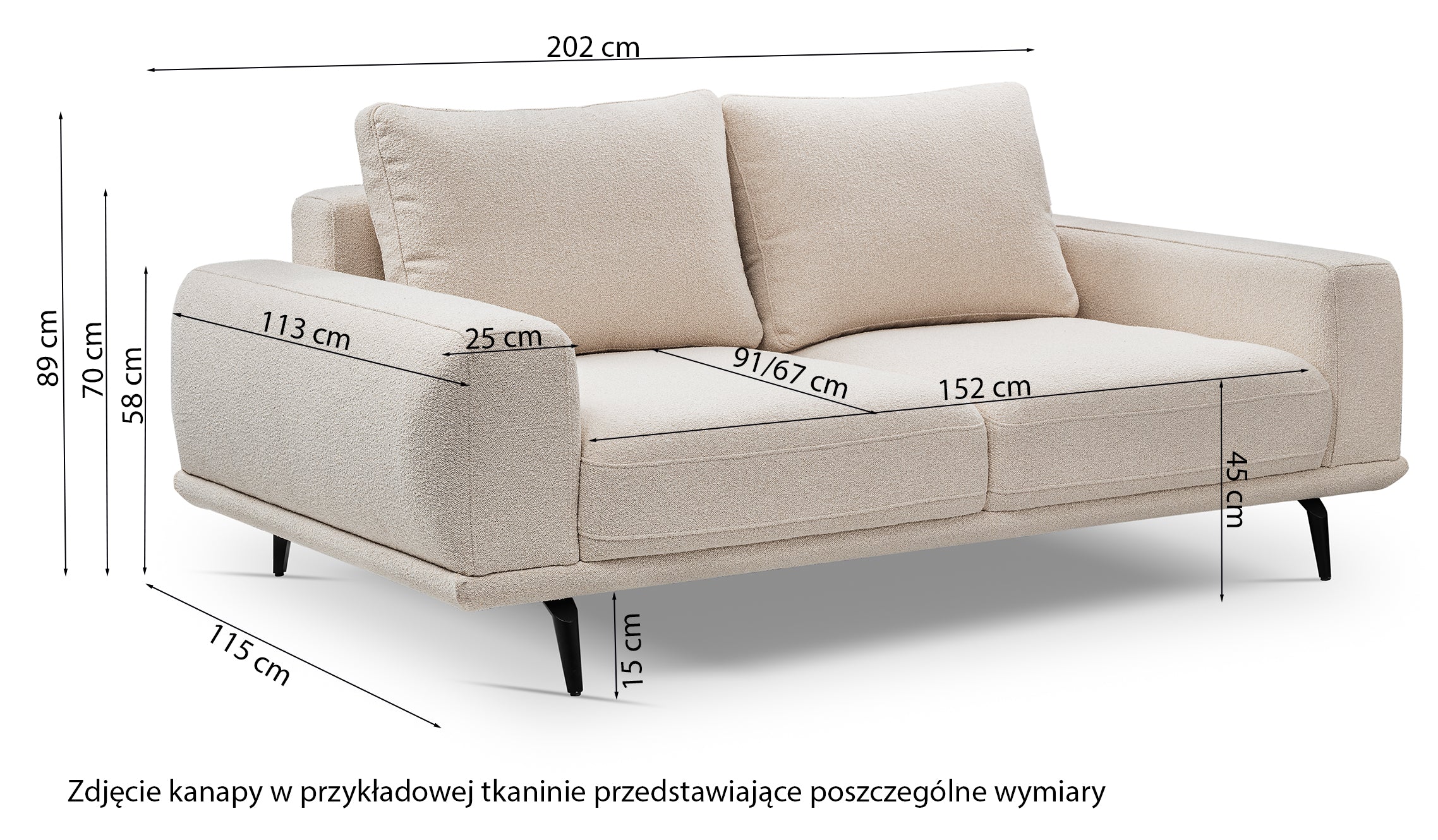 Sofa dwuosobowa Selline ciemnobeżowa boucle