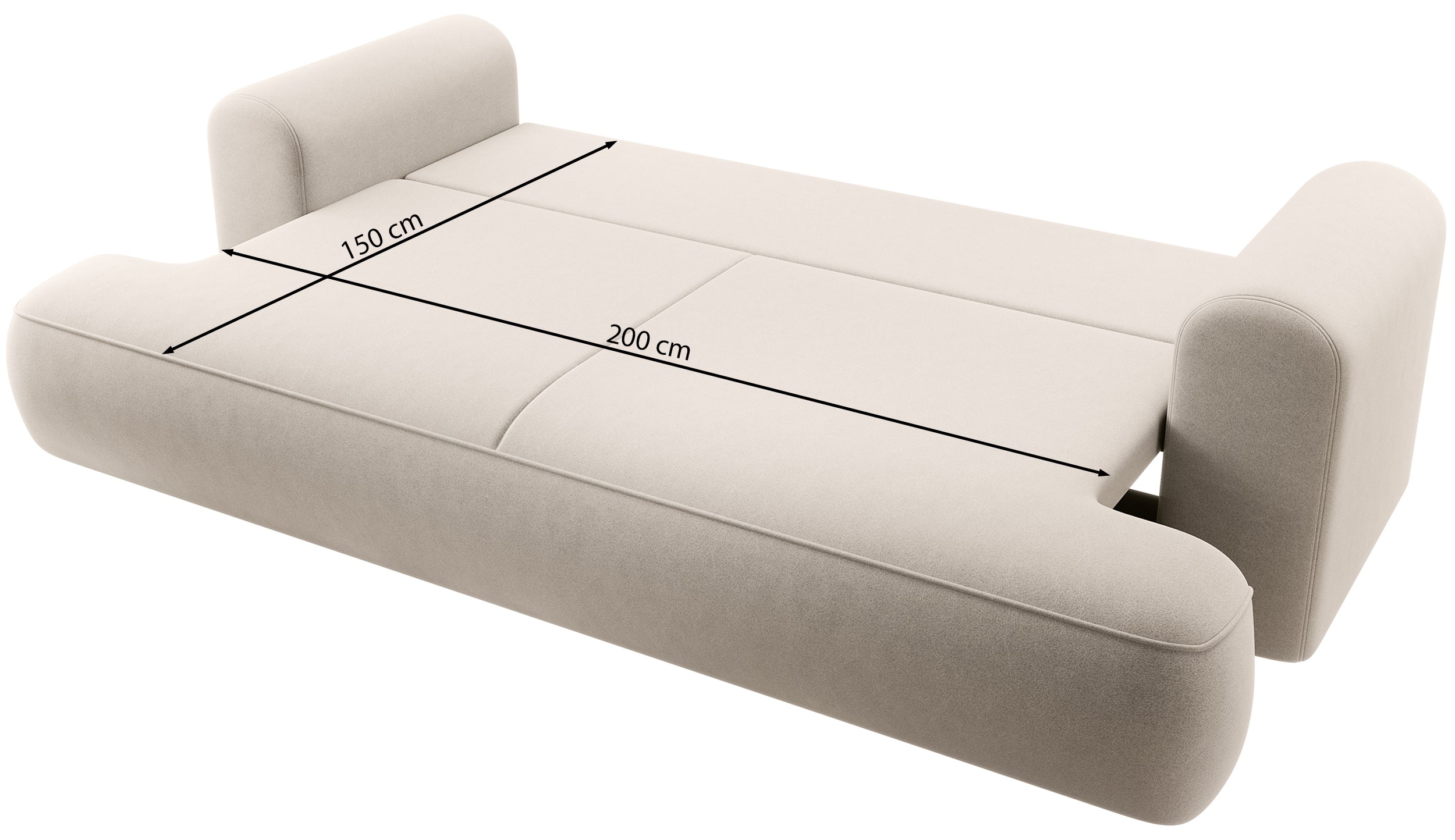 Kanapa rozkładana trzyosobowa Ovo z pojemnikiem szara boucle