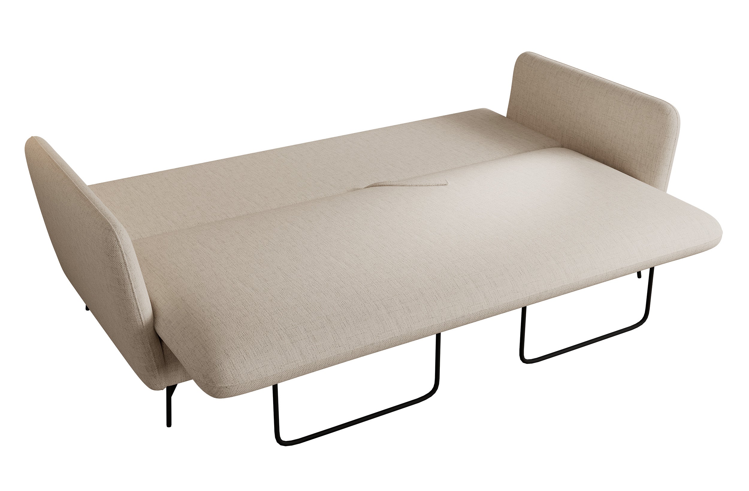 Kanapa rozkładana trzyosobowa Castilio z pojemnikiem jasnobeżowa szenil hydrofobowy