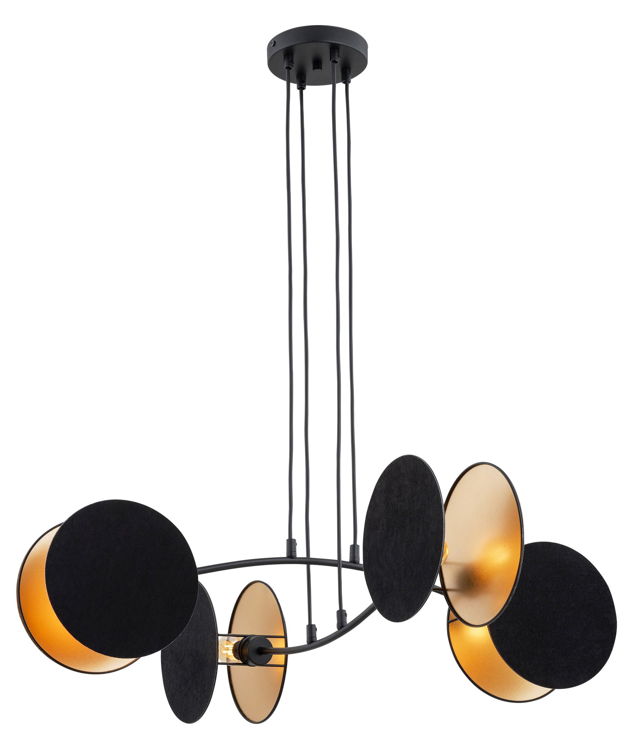 Lampa wisząca Soliess czarno-złota x4