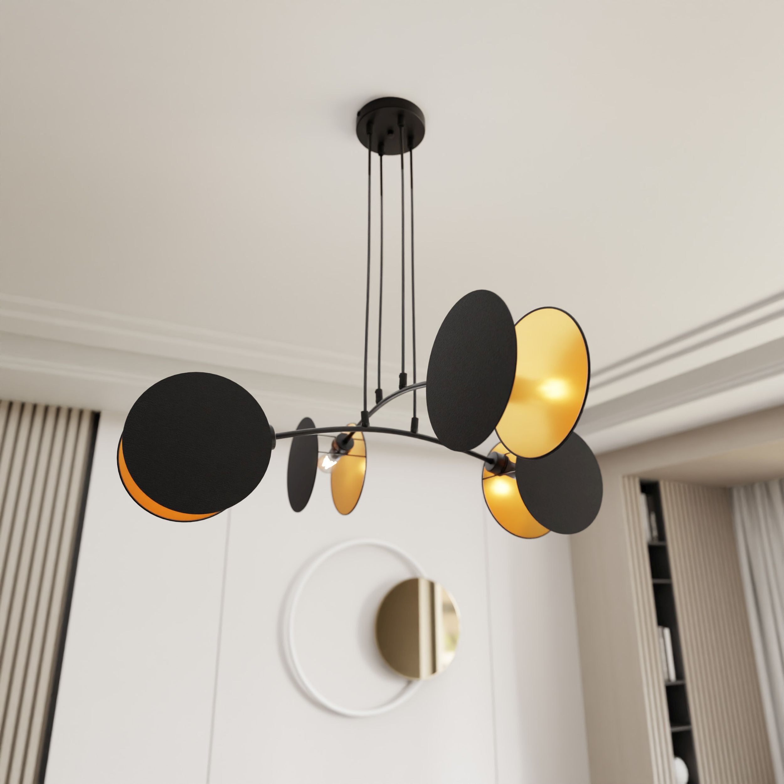 Lampa wisząca Soliess czarno-złota x4