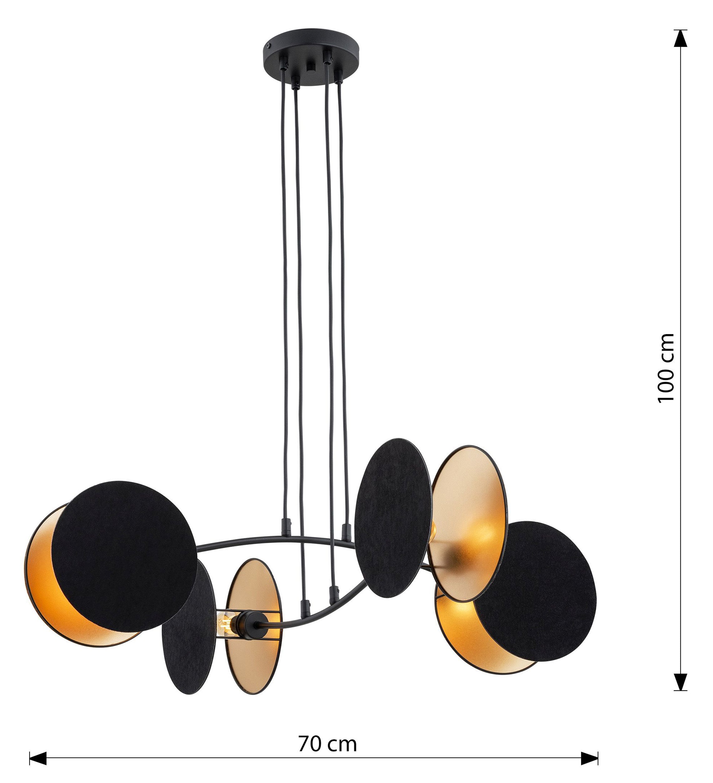 Lampa wisząca Soliess czarno-złota x4