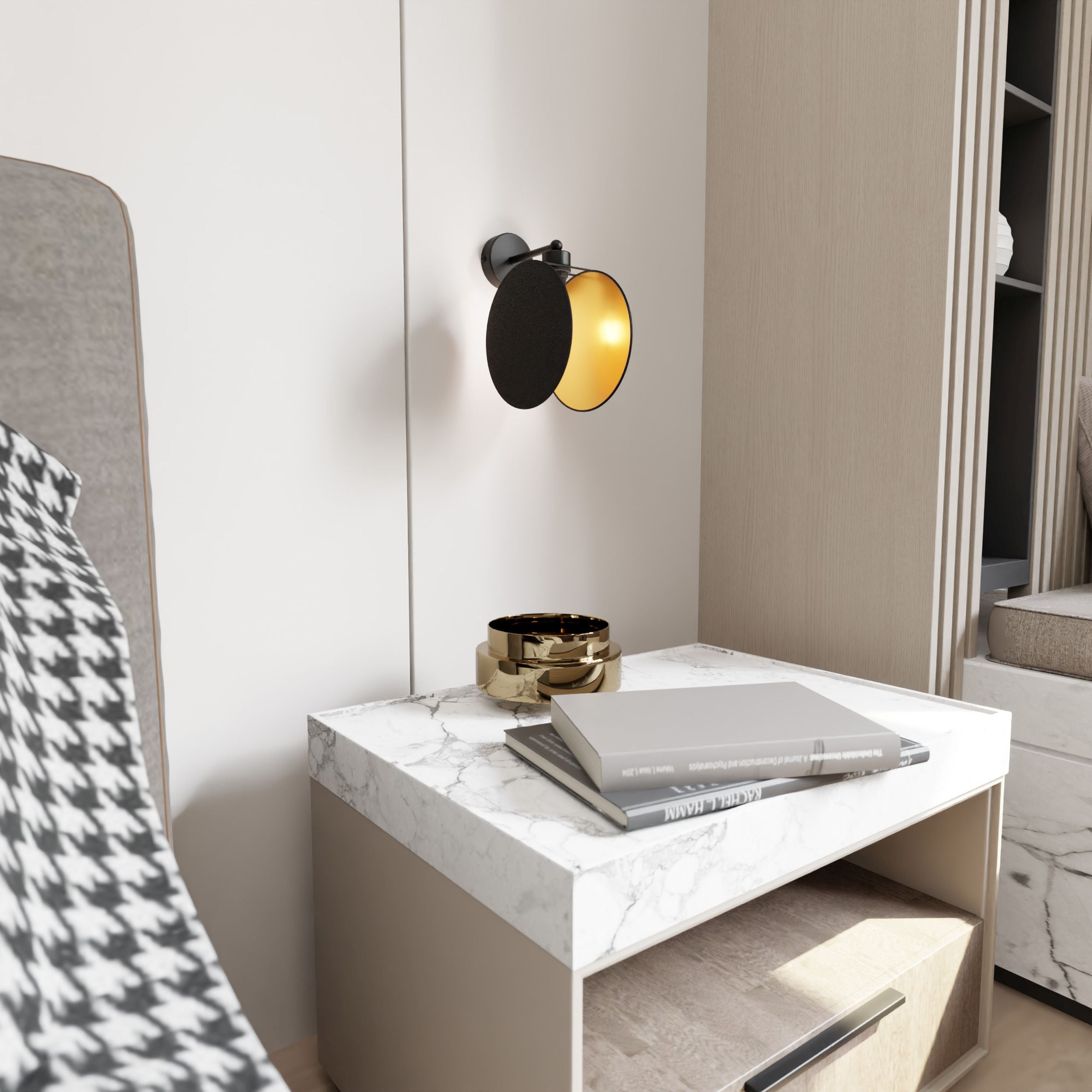 Kinkiet Soliess średnica 20 cm czarno-złoty