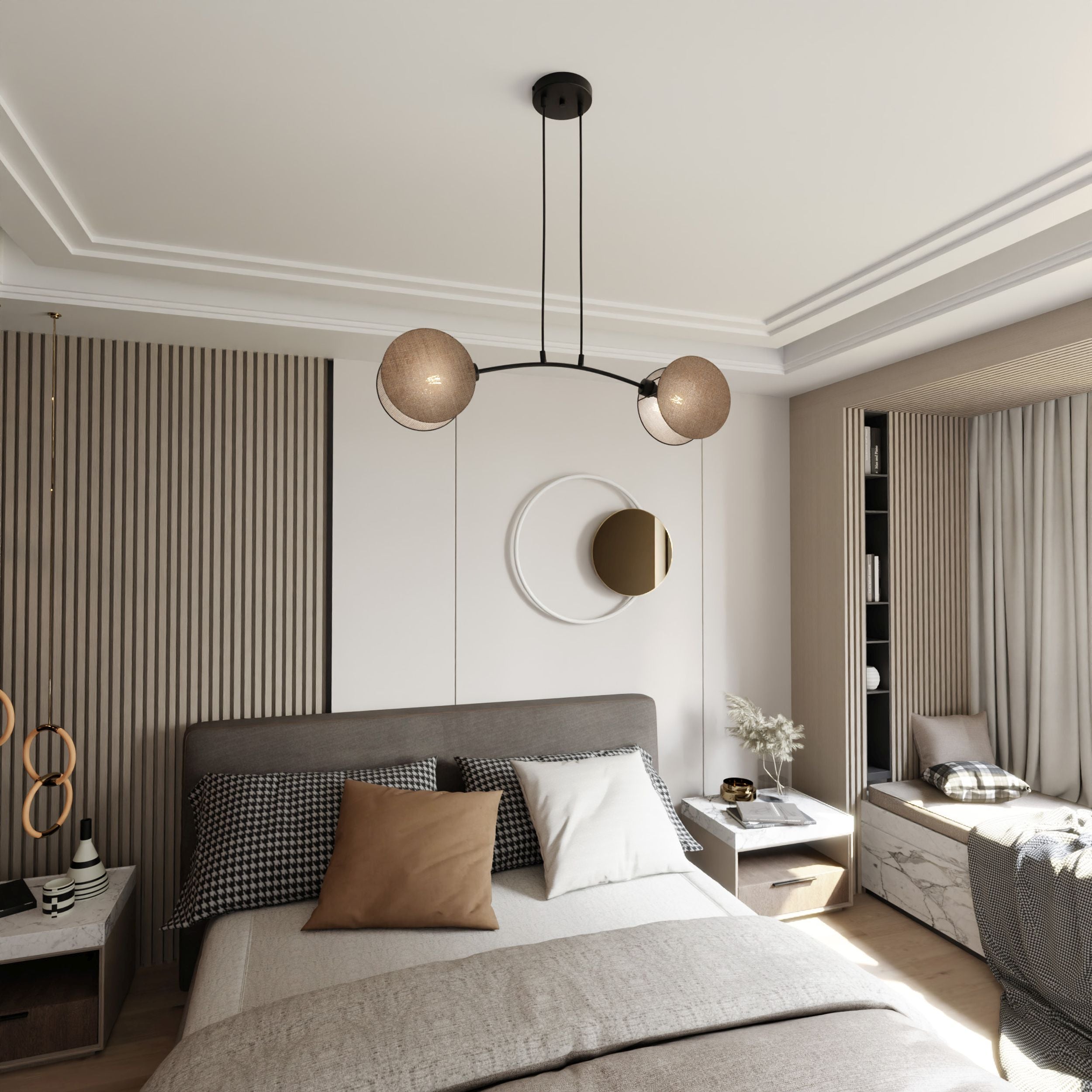 Lampa wisząca Soliess kremowa x2