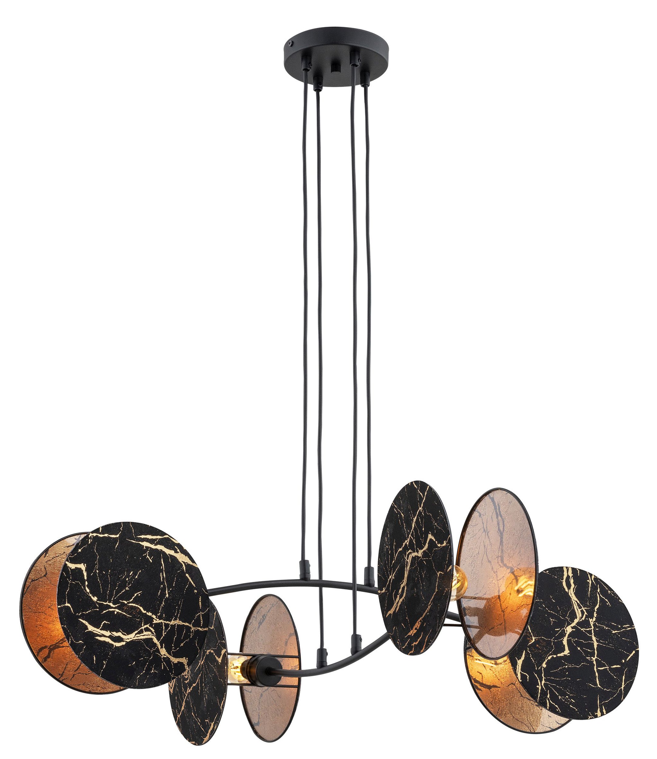 Lampa wisząca Soliess czarno-złoty marmur x4