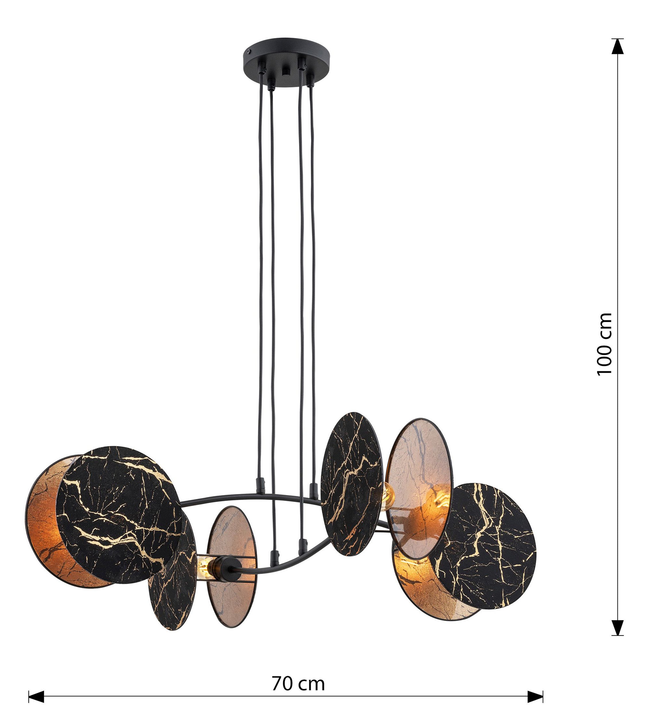 Lampa wisząca Soliess czarno-złoty marmur x4