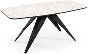Stół rozkładany do jadalni Ferrory 180-218x90 cm Marmur Bianco z czarnymi nogami