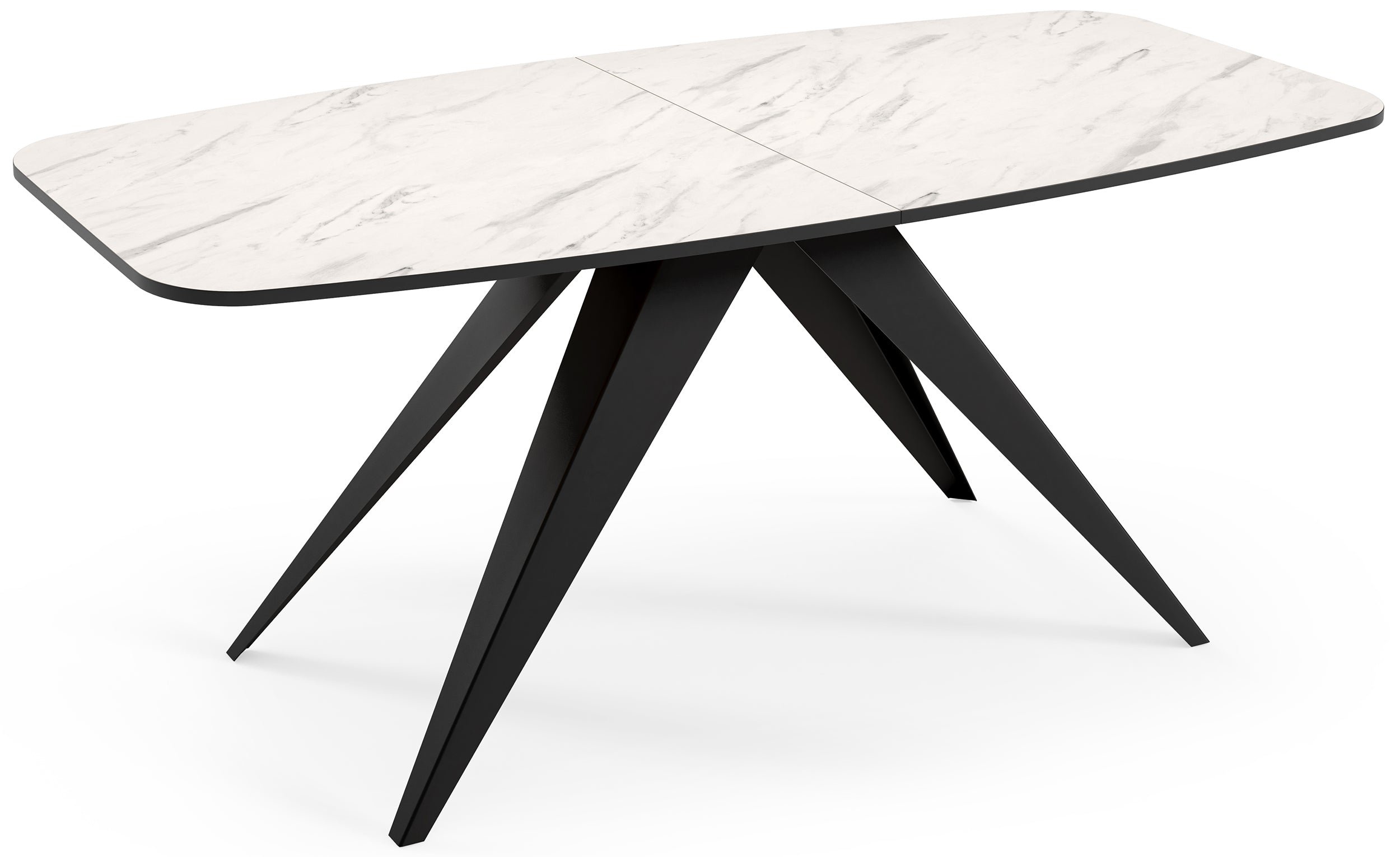 Stół rozkładany do jadalni Ferrory 180-218x90 cm Marmur Bianco z czarnymi nogami