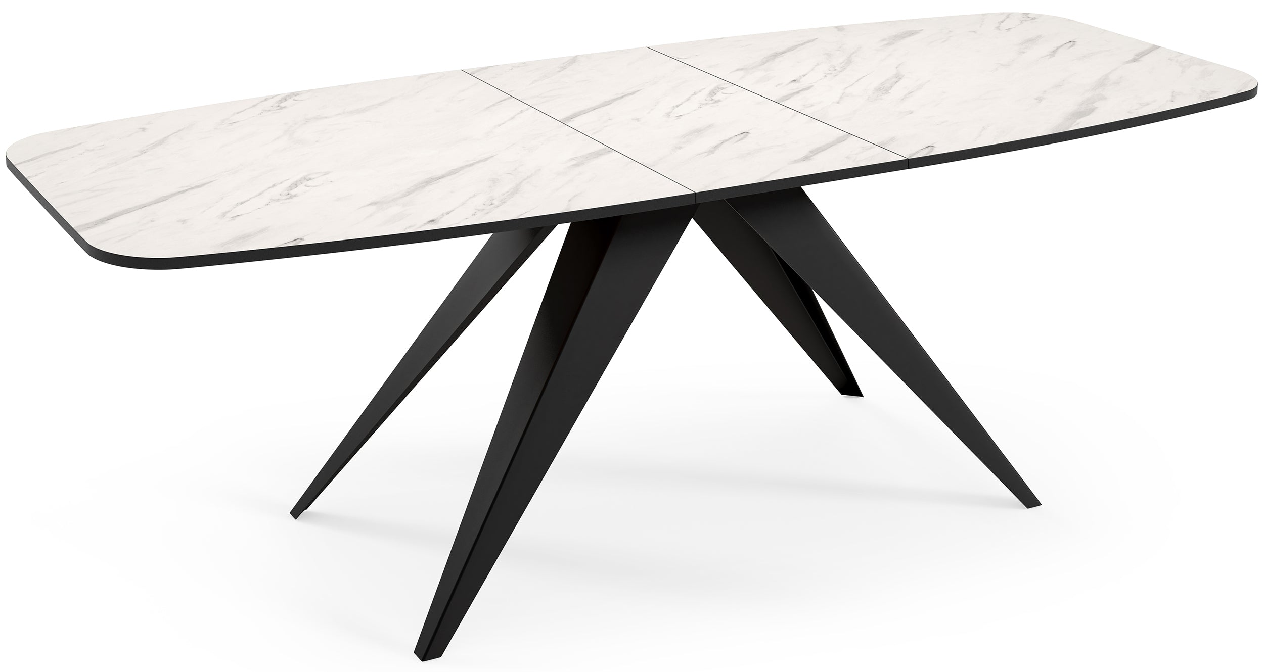 Stół rozkładany do jadalni Ferrory 180-218x90 cm Marmur Bianco z czarnymi nogami