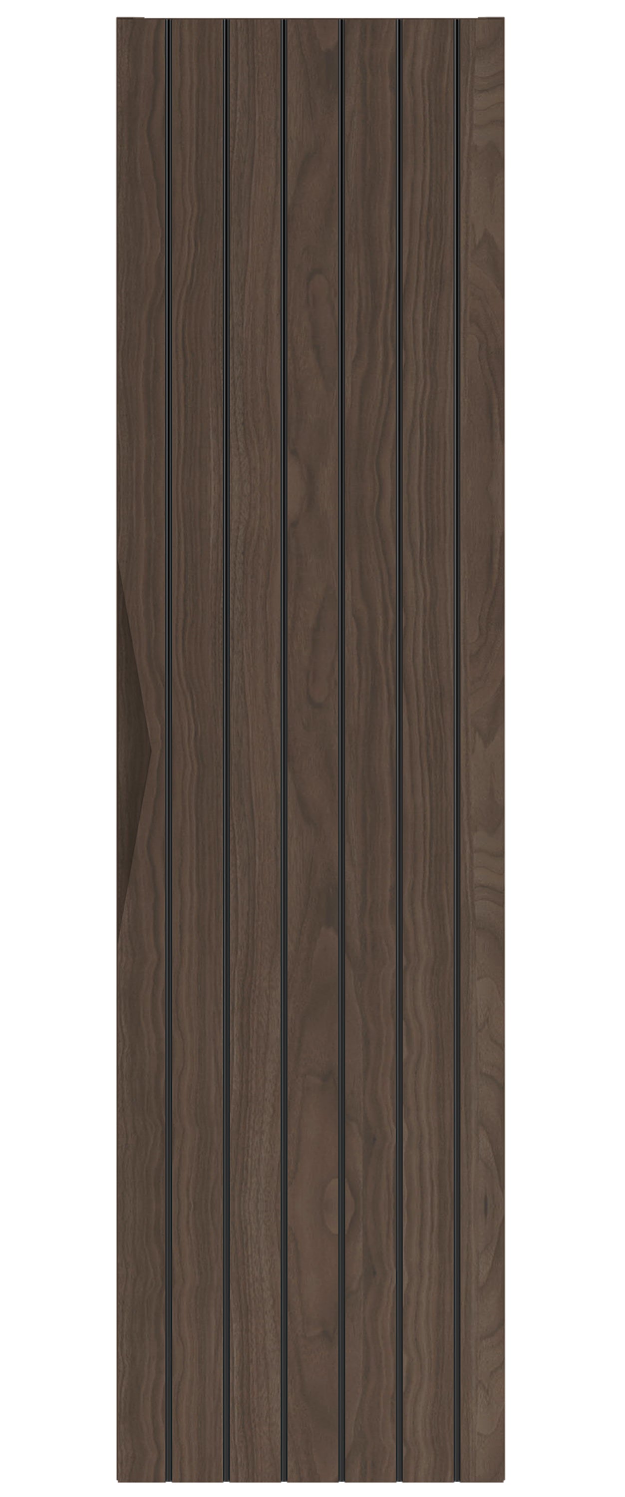 Zestaw łazienkowy z umywalką i słupkiem Stella 95 cm ryflowane fronty orzech / czarny mat
