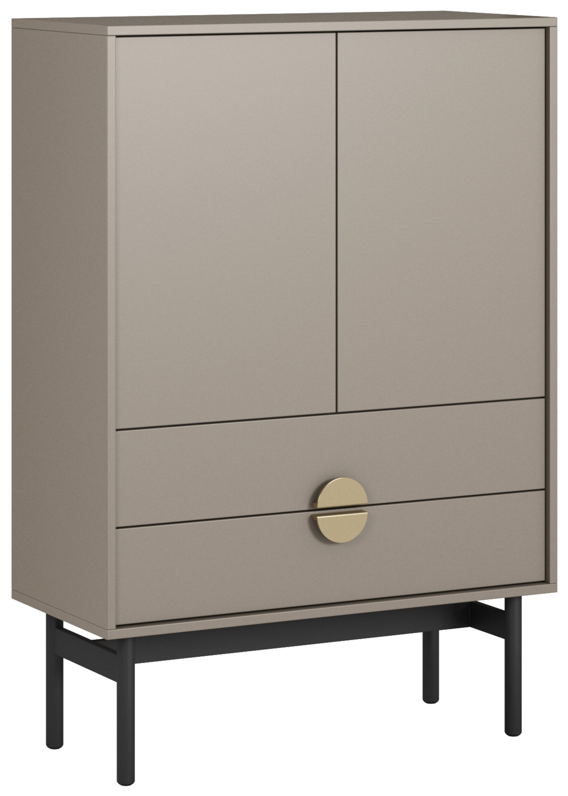 Komoda dwudrzwiowa Stoon z dwiema szufladami 85 cm Beż/Cappucino