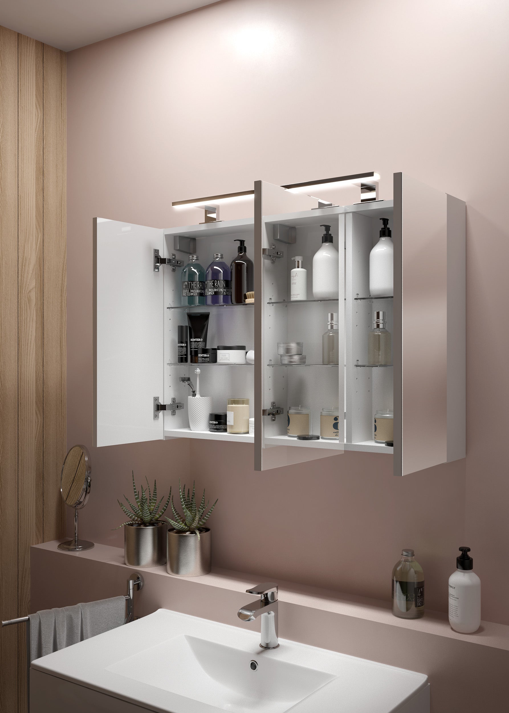 Szafka łazienkowa wisząca Stouq 85x60x15 cm z lustrem biała