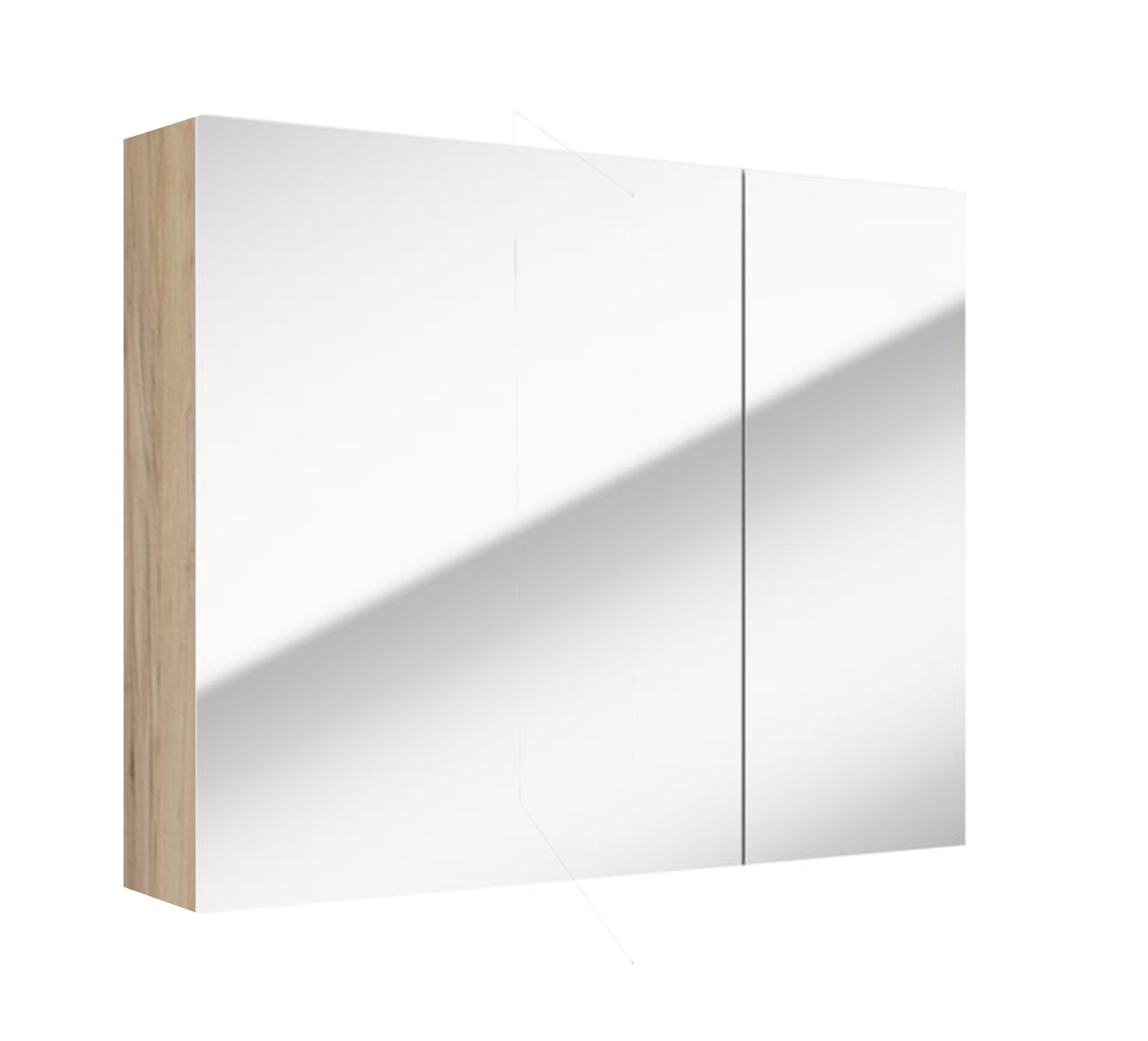 Szafka łazienkowa wisząca Stouq 80x60x15 cm z lustrem dąb