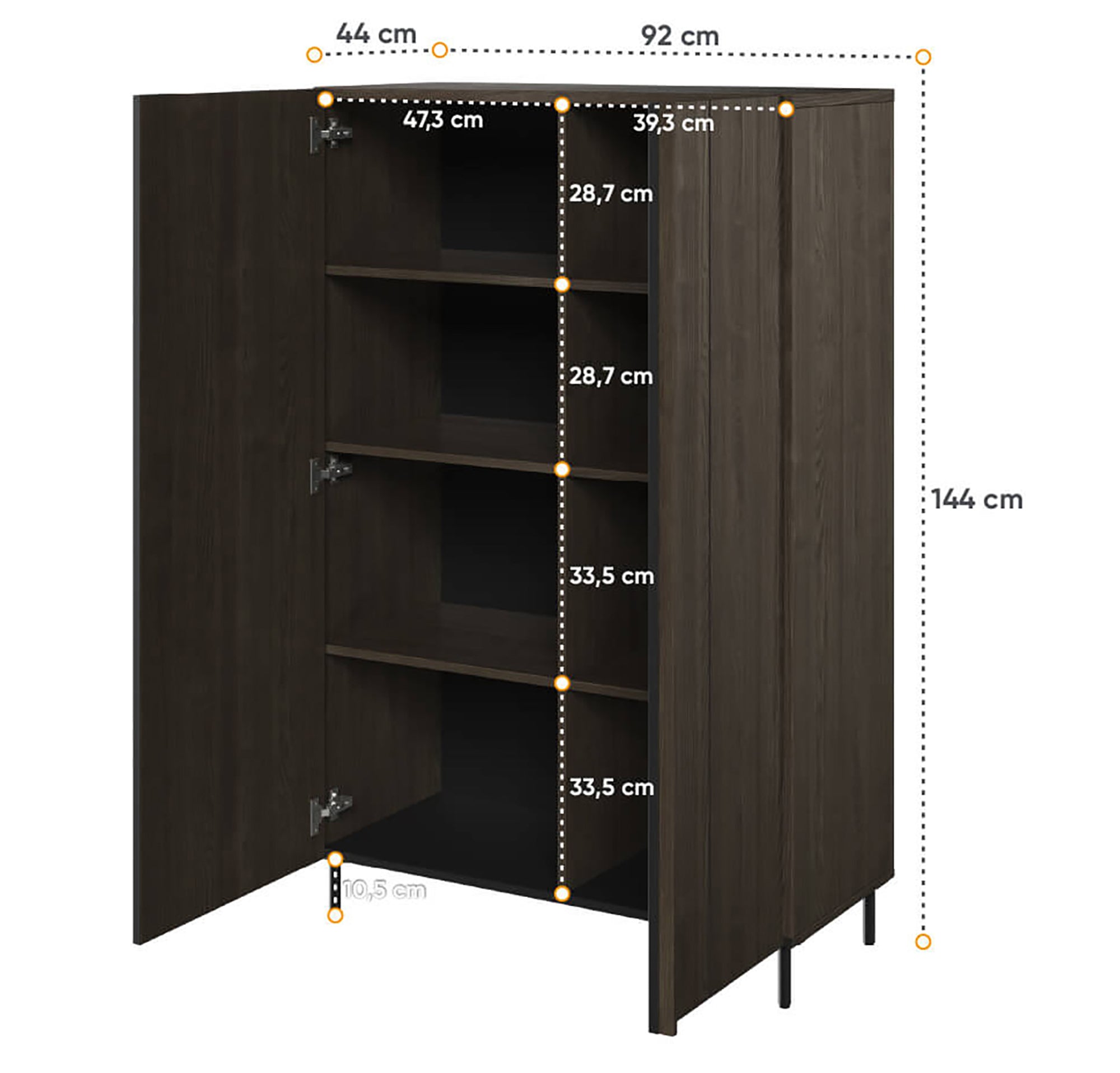 Komoda dwudrzwiowa Piemonte 144 cm Jesion portland/czarny
