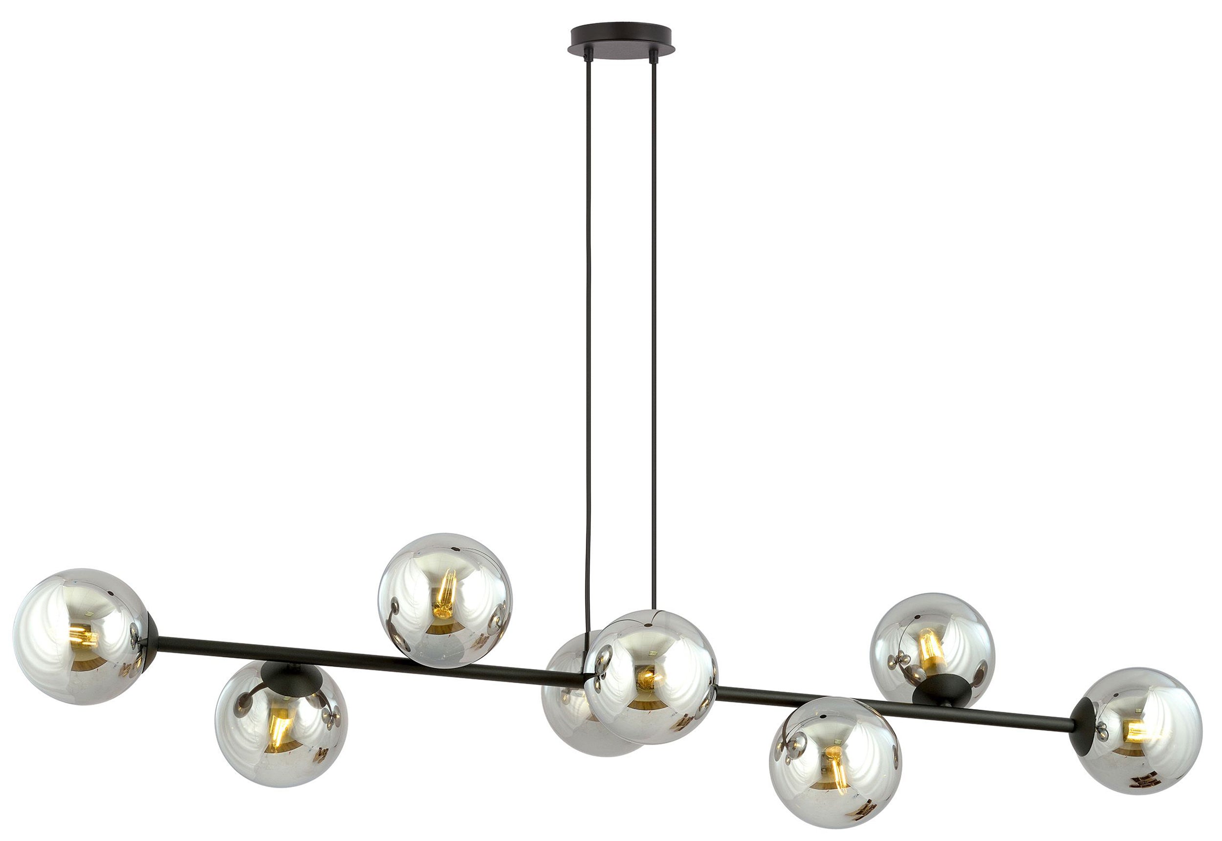 Lampa wisząca Sulmona czarna z grafitowymi kloszami x8