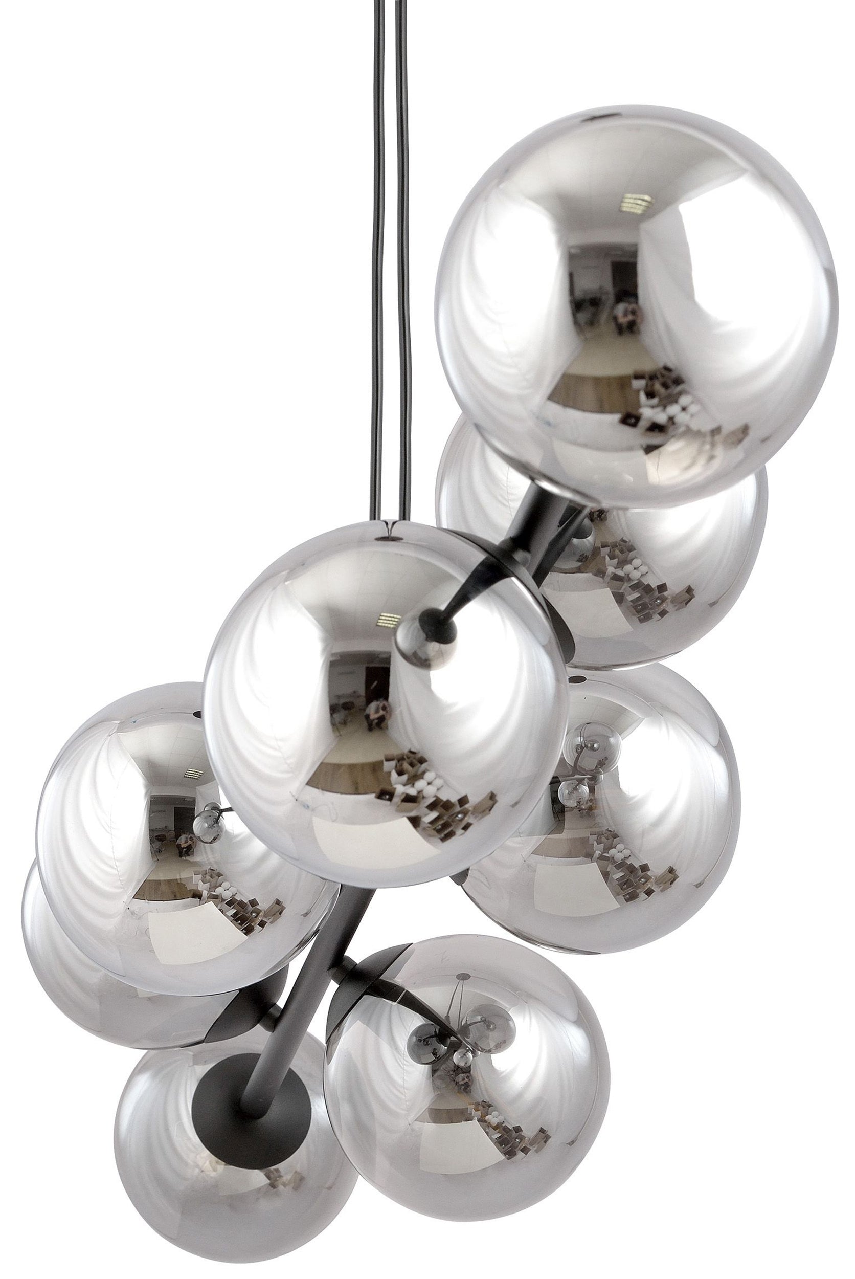 Lampa wisząca Sulmona czarna z grafitowymi kloszami x8