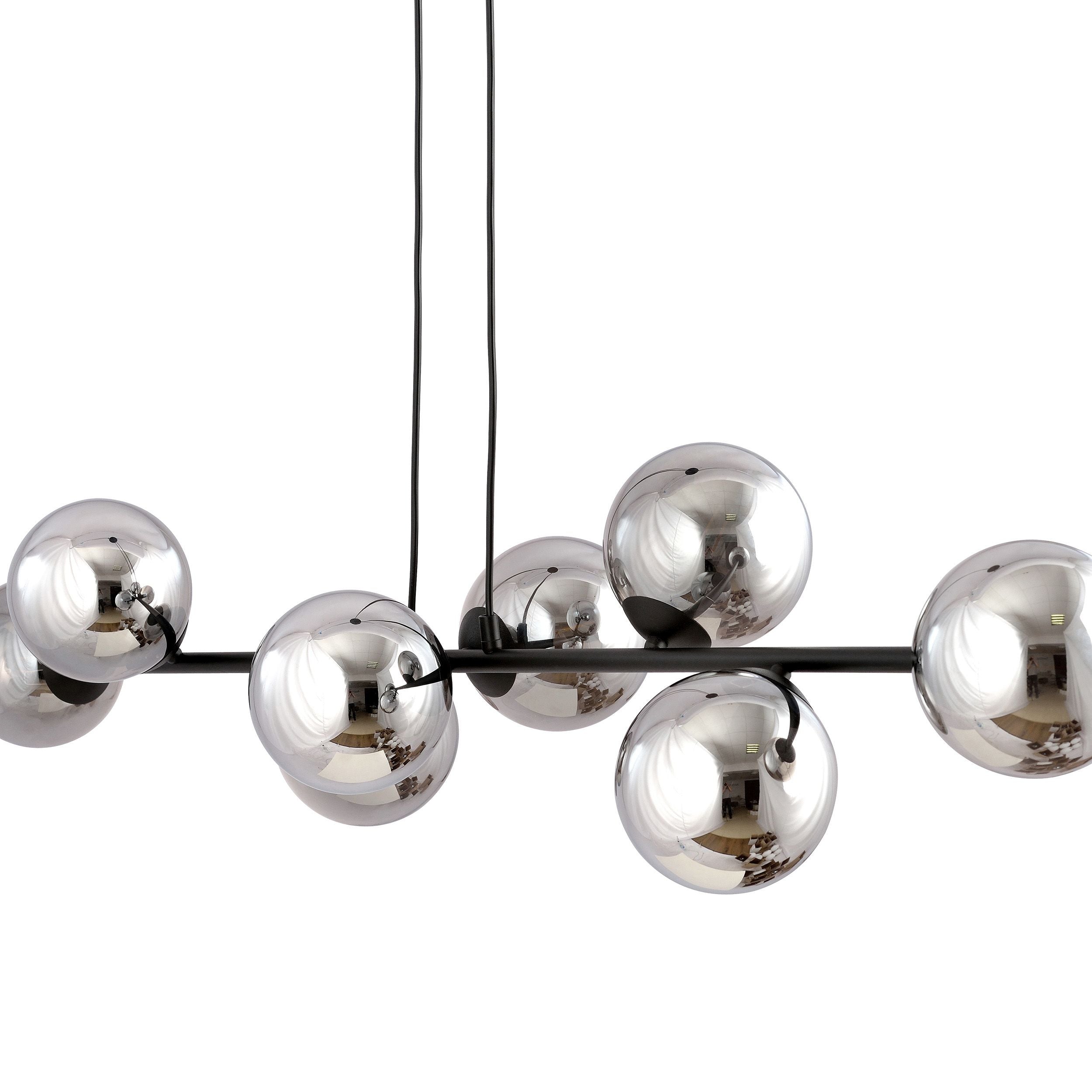 Lampa wisząca Sulmona czarna z grafitowymi kloszami x8