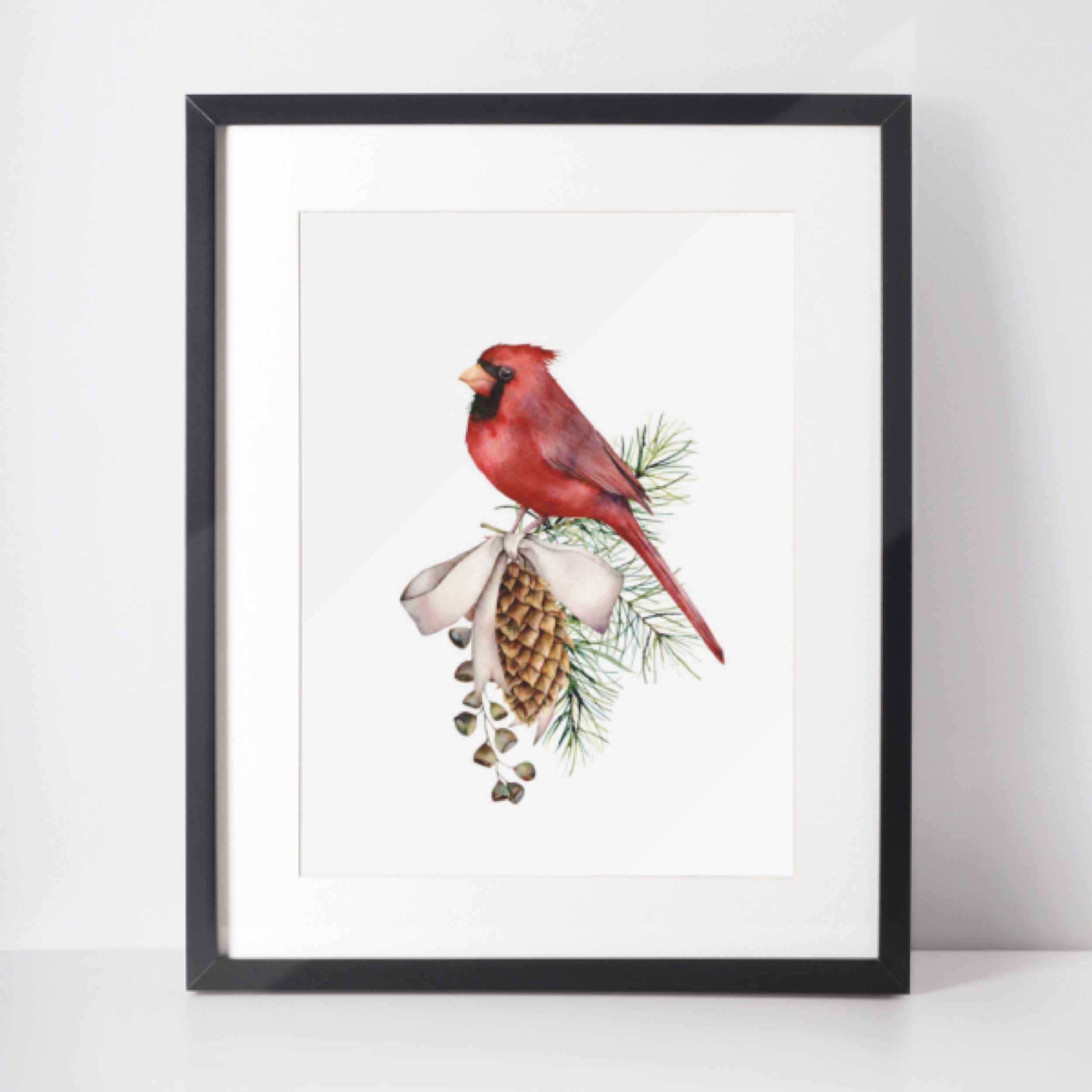 Plakat świąteczny Winter 30x40 cm świąteczny stroik z czerwonym ptakiem