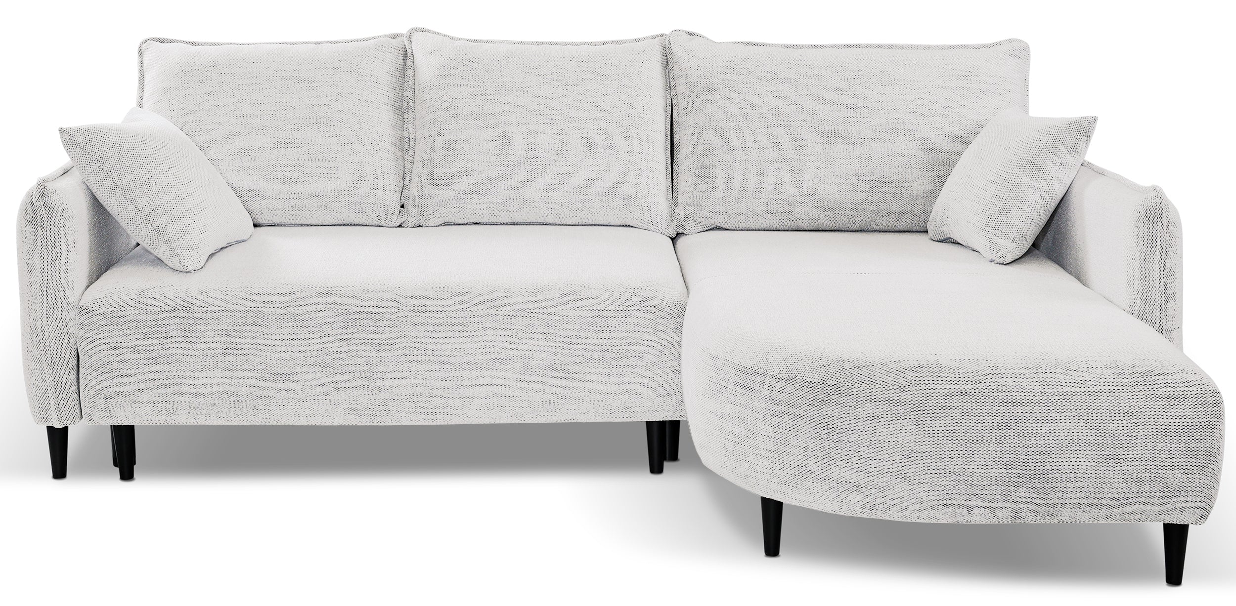 Narożnik z funkcją spania Oblivio mini L-kształtny prawostronny z pojemnikiem biały plecionka