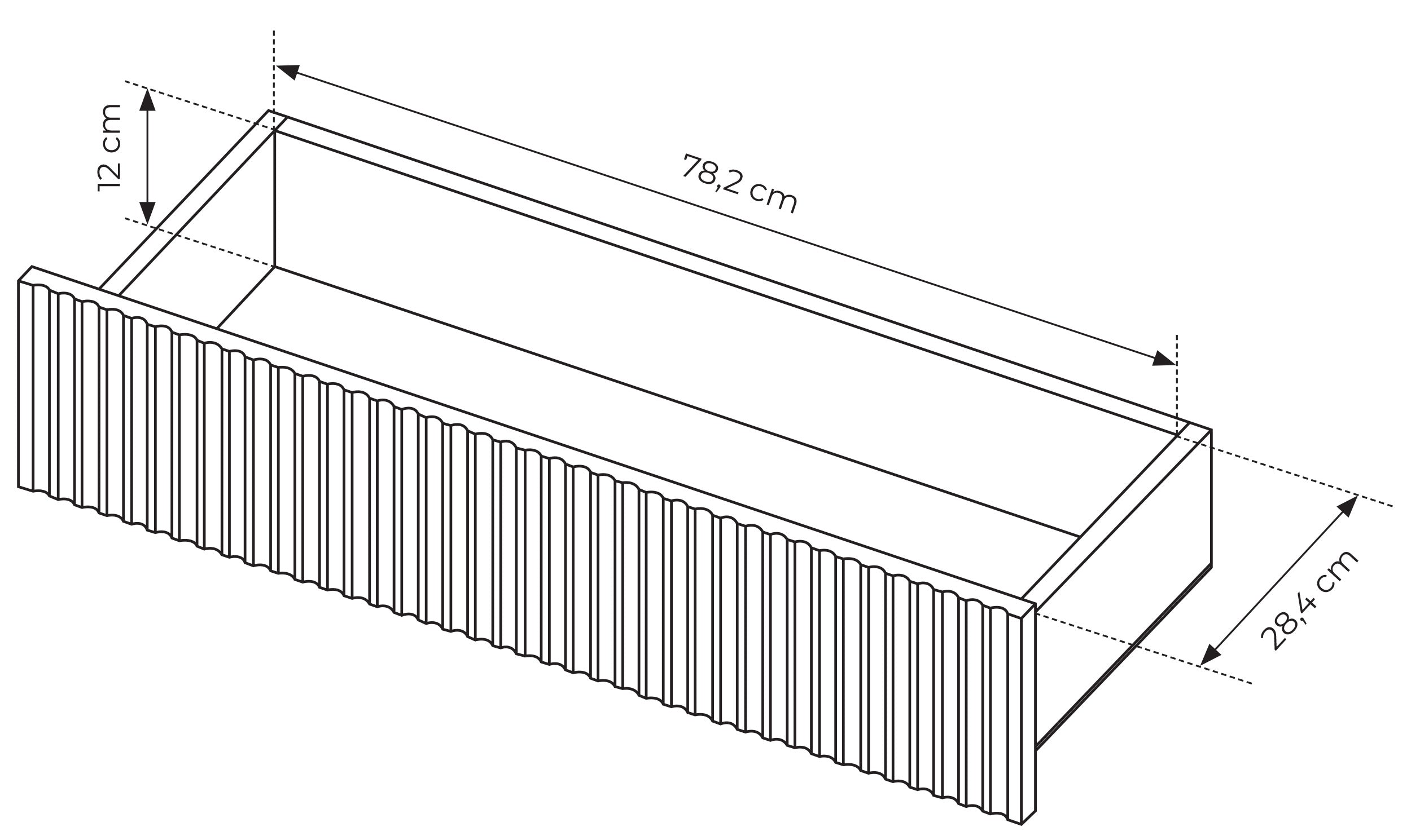 Komoda dwudrzwiowa Falsetto z ryflowanymi frontami i trzema szufladami 187 cm czarna
