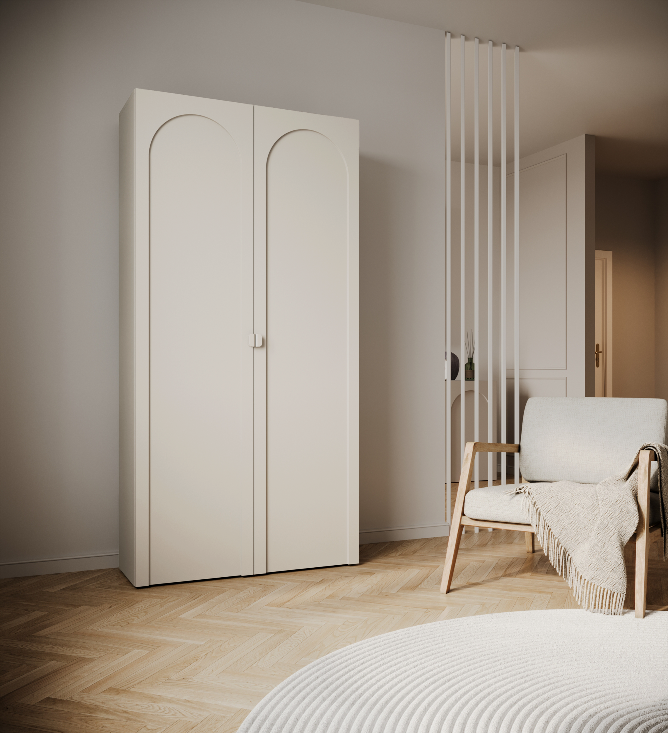 Szafa dwudrzwiowa Arkadia z frezowanym frontem 100 cm kaszmir