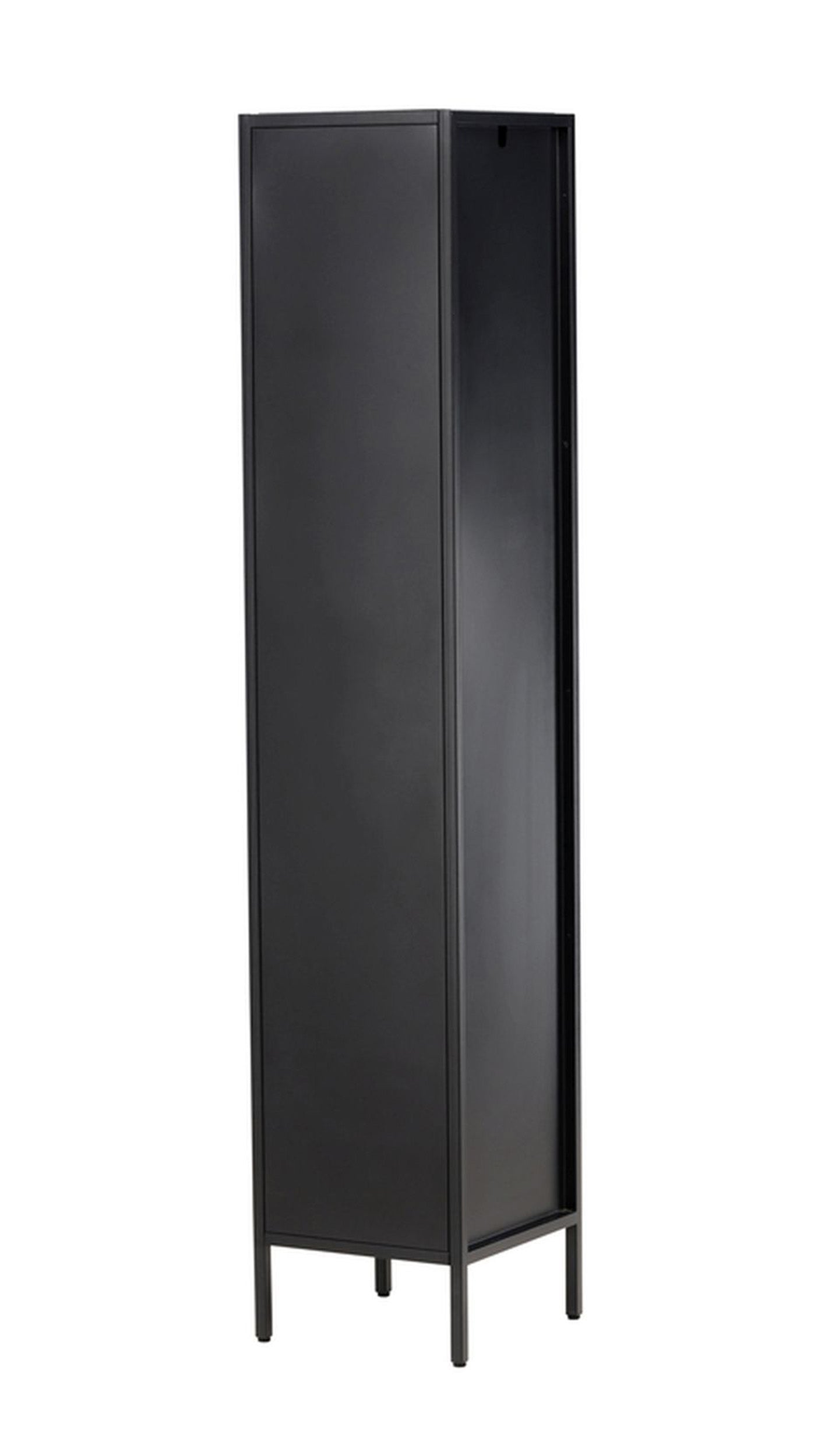 Witryna Bequiti 180x37 cm wysoka czarna z drzwiczkami