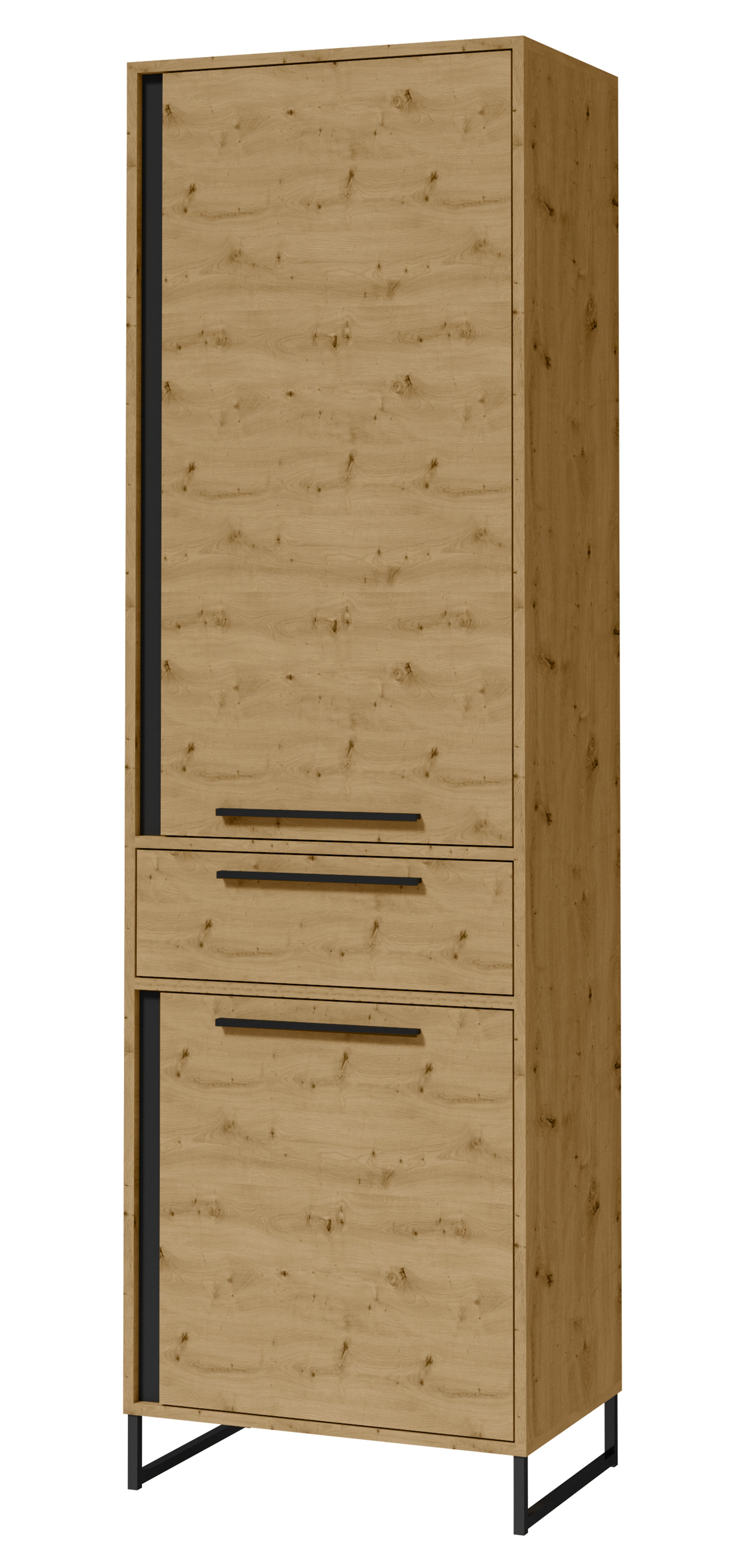 Regał dwudrzwiowy Abirly 60 cm zamykany dąb artisan/czarny