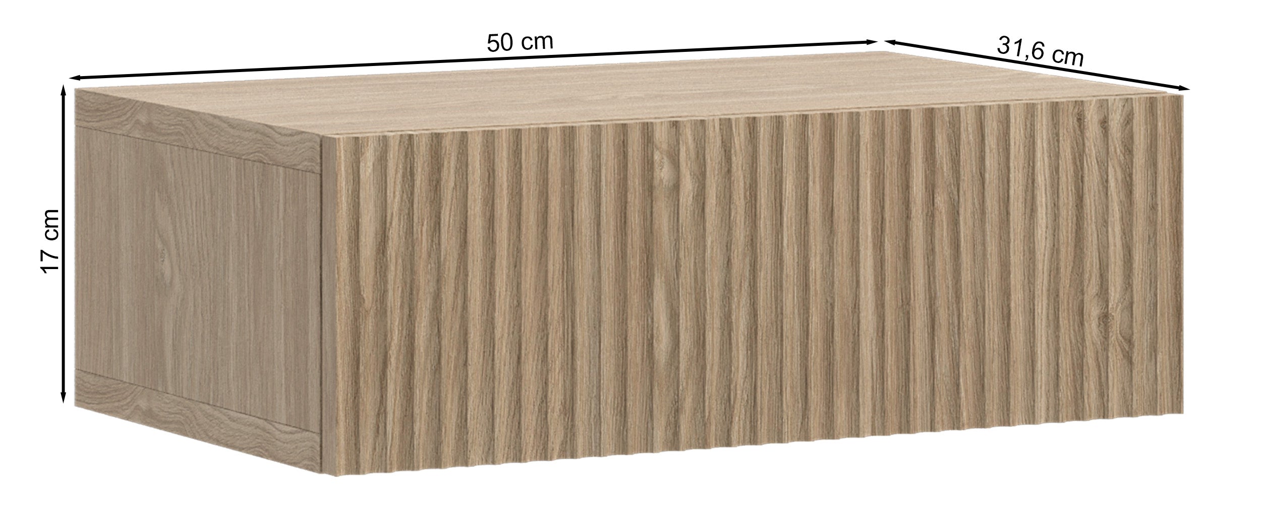 Szafka nocna Nolie z szufladą i ryflowaniem na froncie wisząca 50 cm dąb olejowany