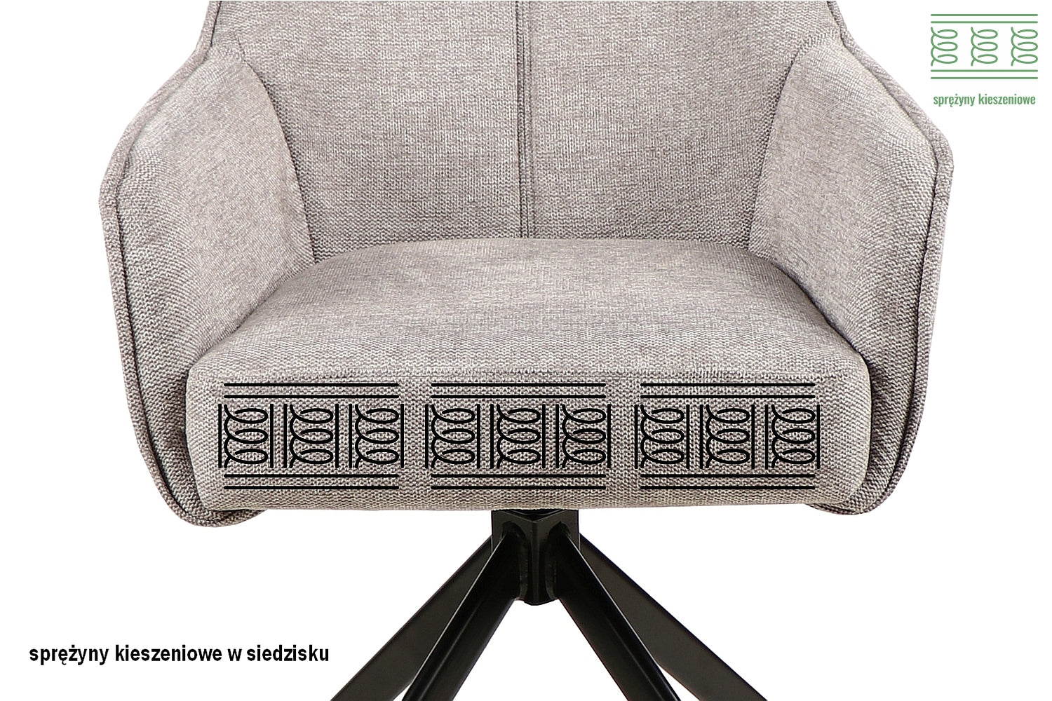 Krzesło tapicerowane Apsile z podłokietnikami szare