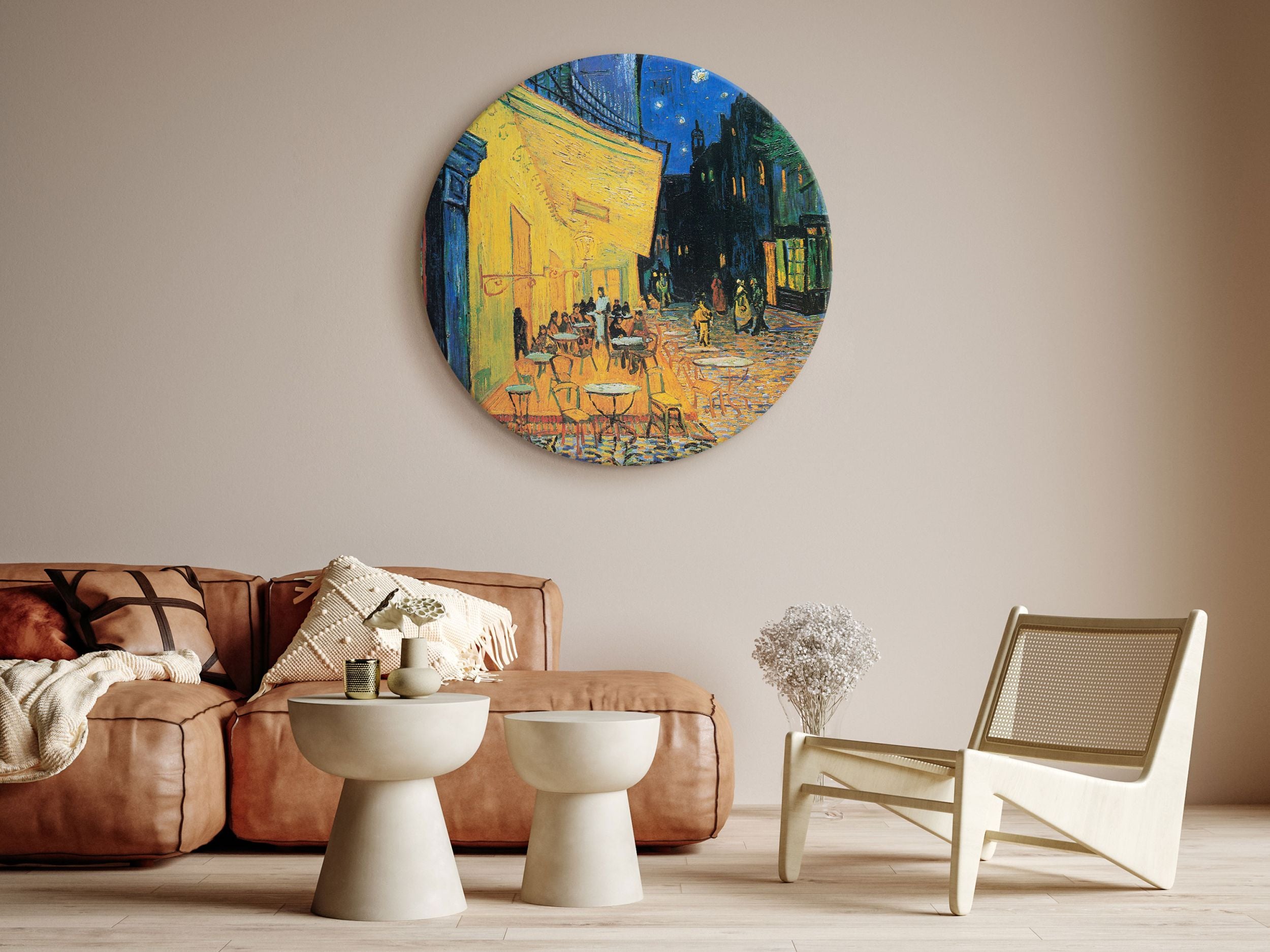 Obraz okrągły Taras kawiarni w nocy Vincent van Gogh średnica 60 cm