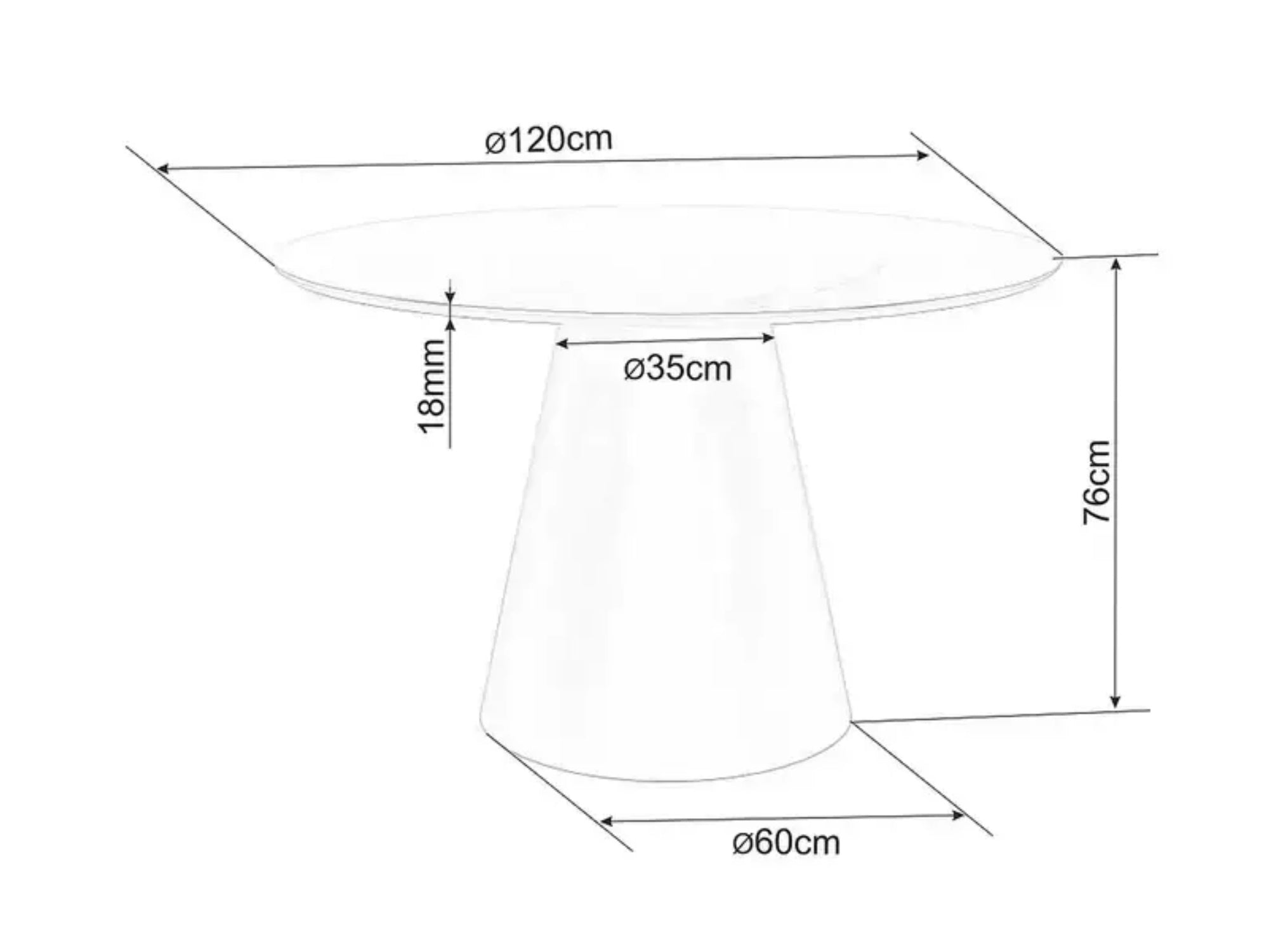 Stół do jadalni Angel okrągły blat 120 cm czarny marmur/ czarny mat
